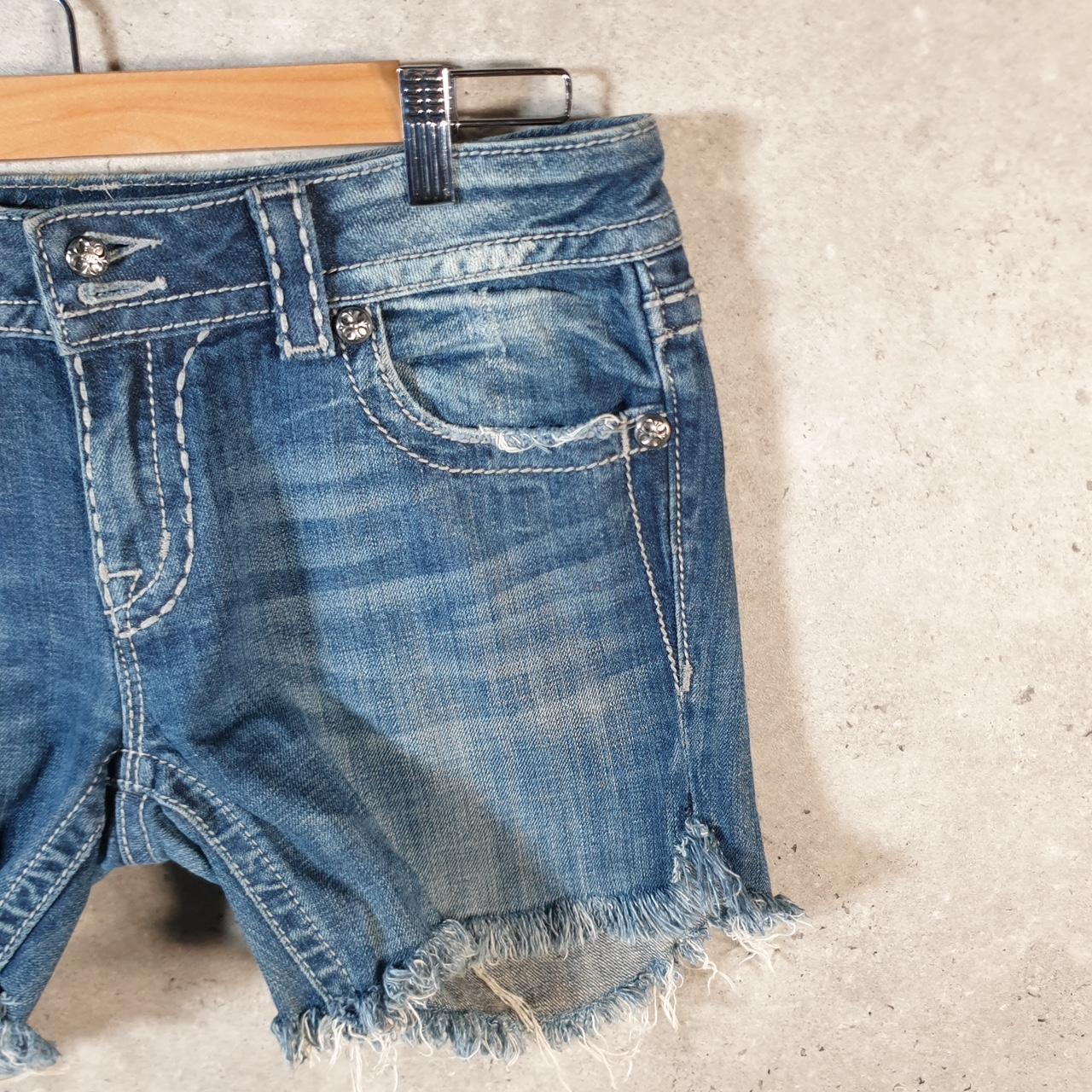 Vintage Miss Me Baggy Y2K Hip Hop Jeans Shorts Jorts Womens W30 Blue Denim Low Rise