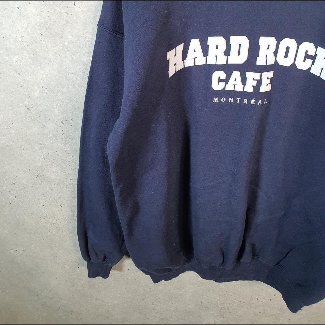 Vintage Hard Rock Cafe Montreal Sweatshirt Mens Large Navy Blue USA Embroidered
