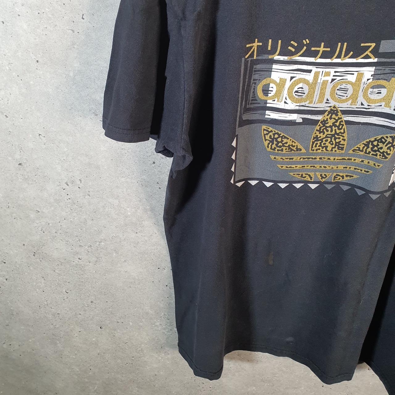 Vintage Adidas Trefoil Retro T Shirt Men’s Medium Black Three Stripes Logo