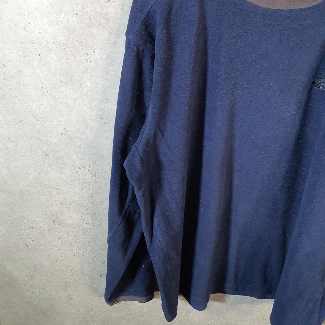 Vintage The North Face TNF Teddy Fleece Sweatshirt Mens XL Navy Blue Pullover Logo