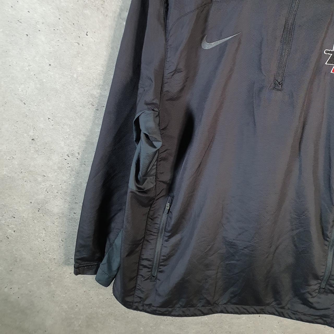 Vintage Nike Windbreaker Track Jacket Mens Medium Black USA Swoosh 1/4 Zip