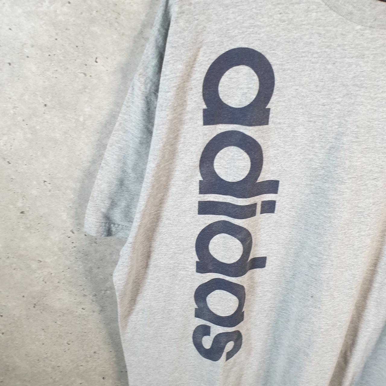 Vintage Adidas Spellout T Shirt Men’s 2XL Grey Three Stripes Logo Athletic