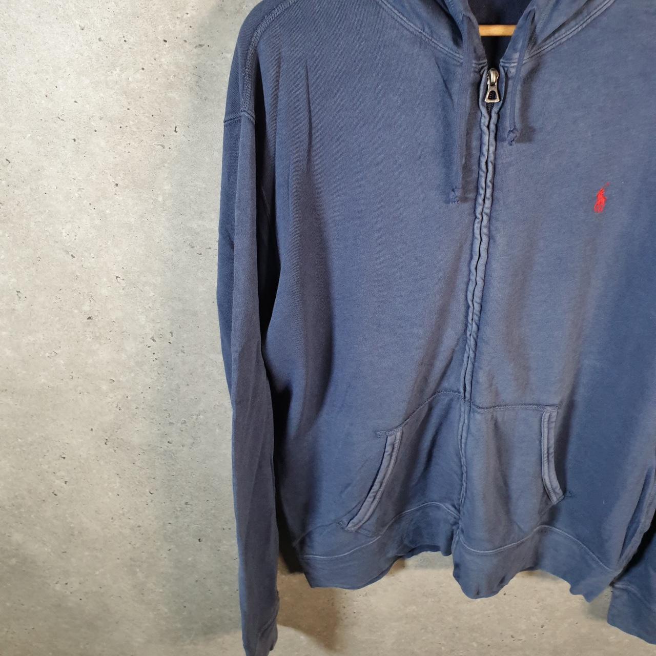 Vintage Ralph Lauren Polo Heavyweight Hoodie Men’s Large Blue Cotton Full Zip Pony