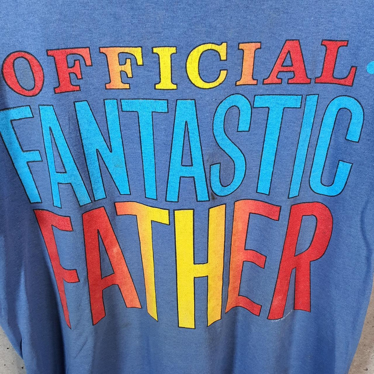 Vintage Fantastic Father 90s USA Single Stitch T Shirt Men’s Small Blue C9489