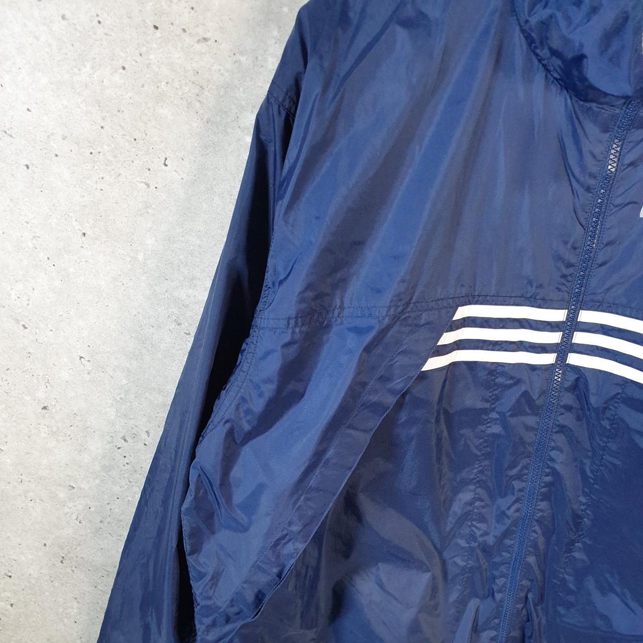 Vintage Adidas 90s Windbreaker Track Jacket Mens XL Navy Blue USA Three Stripes Full Zip