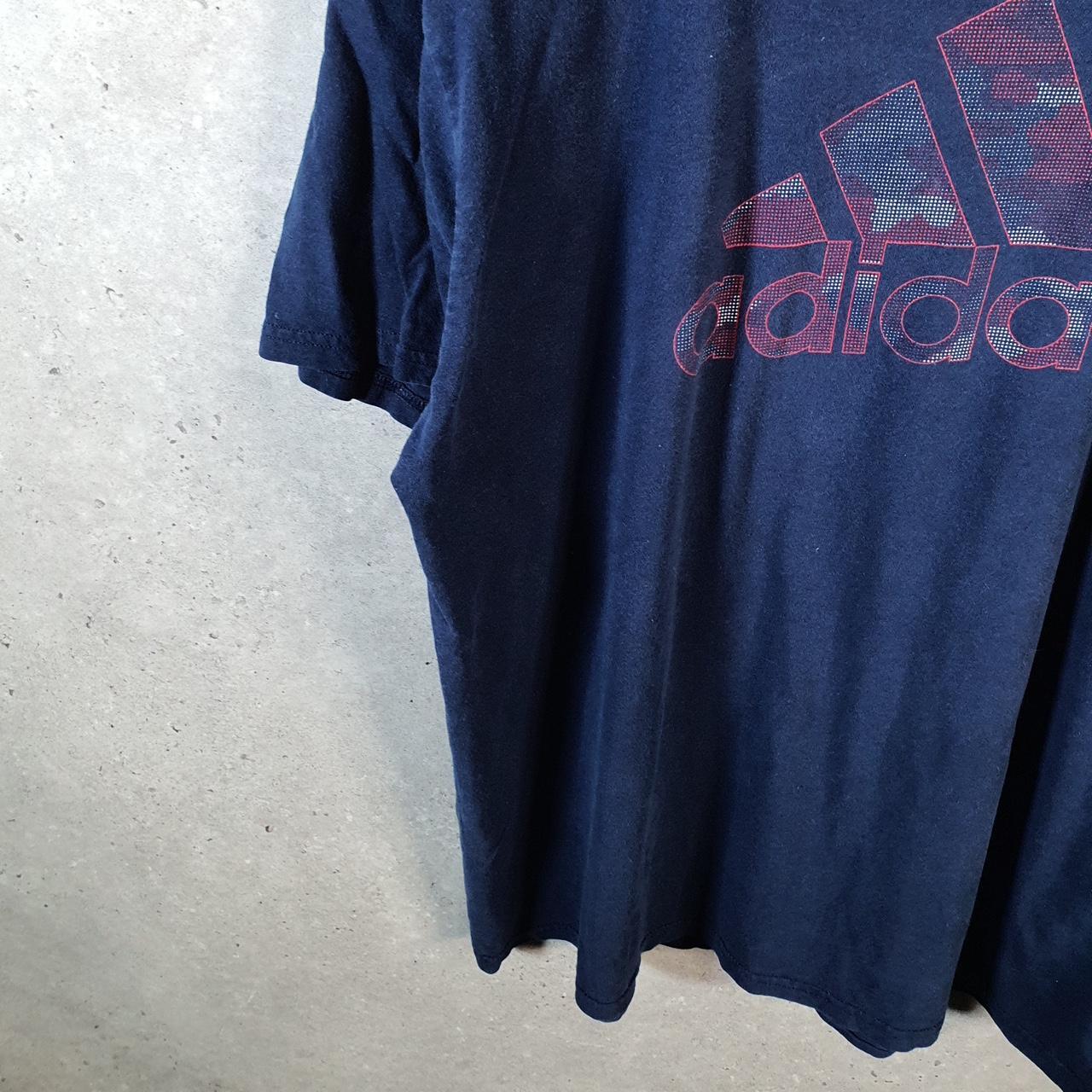 Vintage Adidas Go To Tee Spellout T Shirt Men’s XL Navy Blue Three Stripes Logo