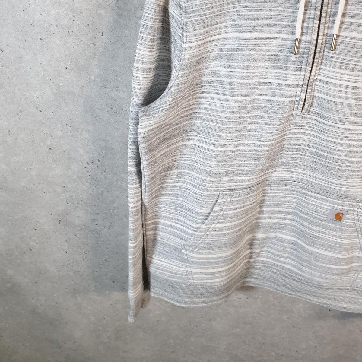 Vintage Carhartt Hoodie Womens Medium Grey Pullover Blank Sweatshirt USA Relaxed Fit