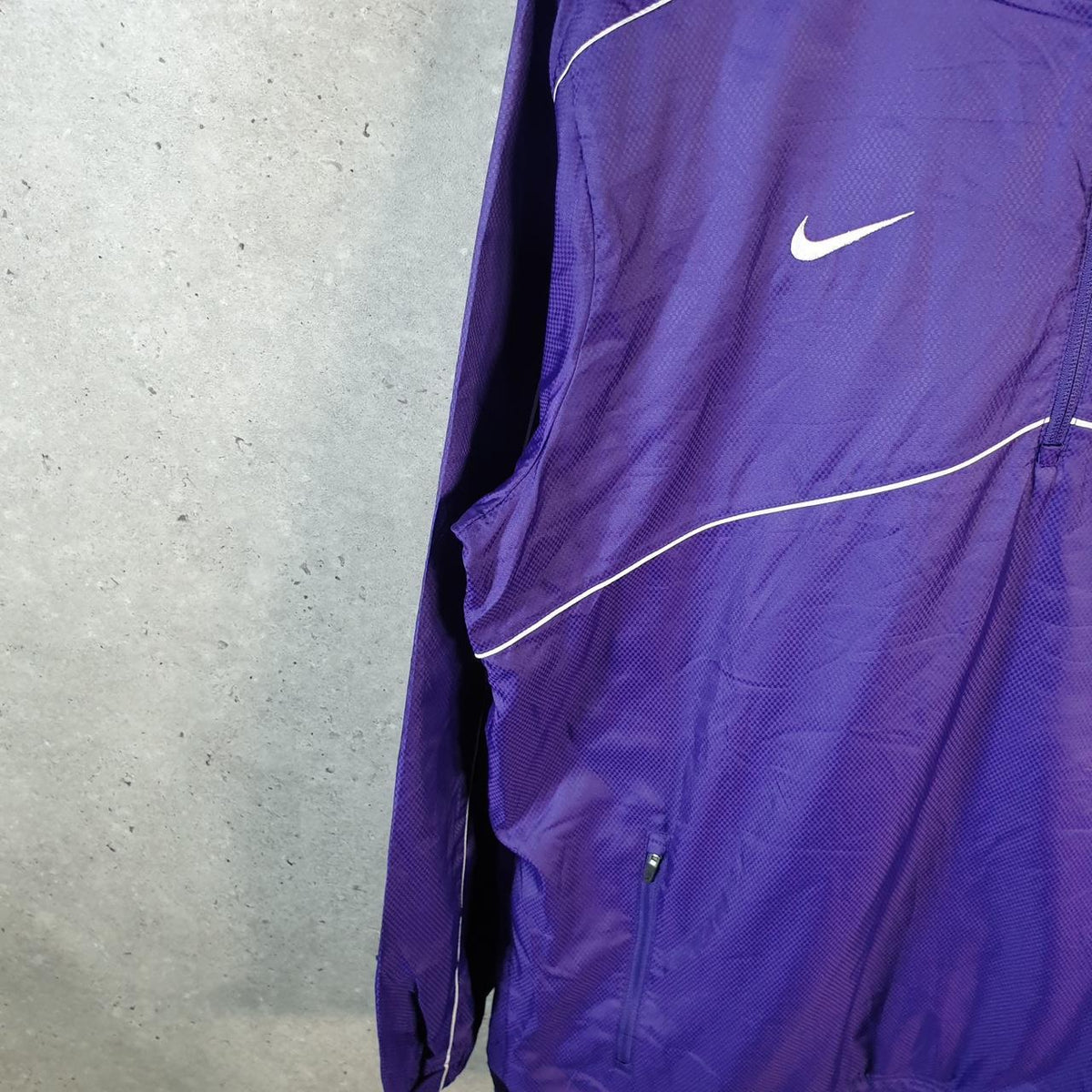 Vintage Nike Windbreaker Track Jacket Mens Small Purple USA Swoosh 1/4 Zip USA