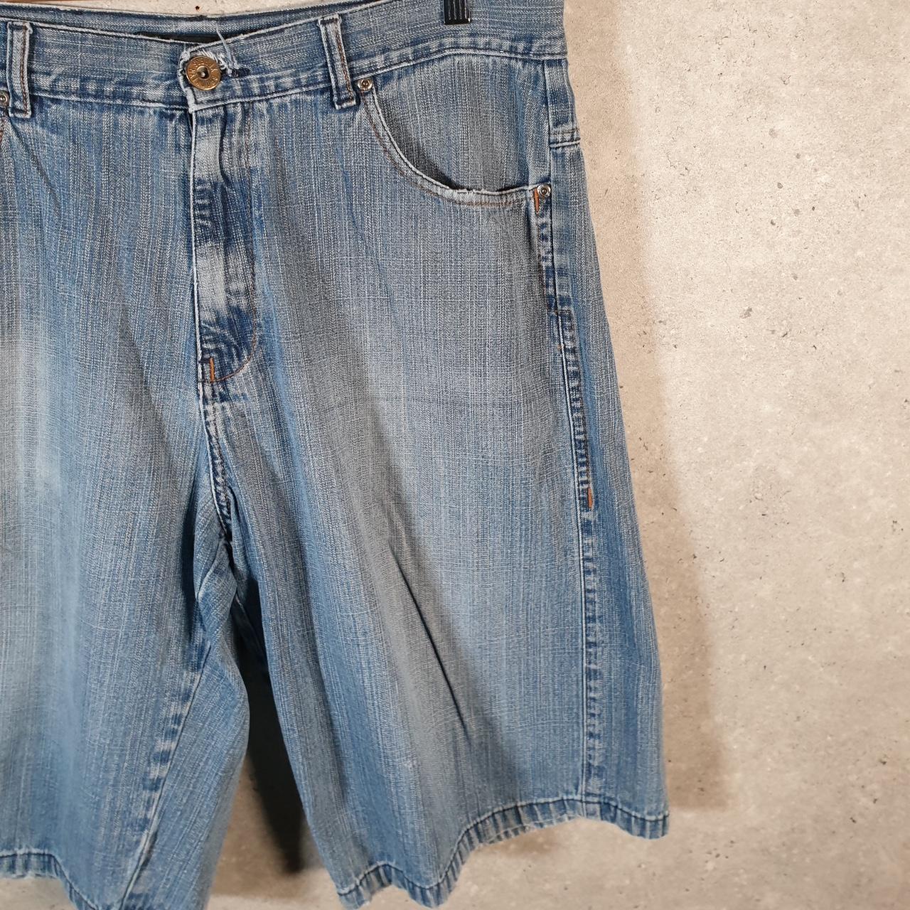 Vintage Brooklyn Express Baggy Y2K Hip Hop Jeans Shorts Jorts Mens W38 Blue Denim USA Big Fish Vintage