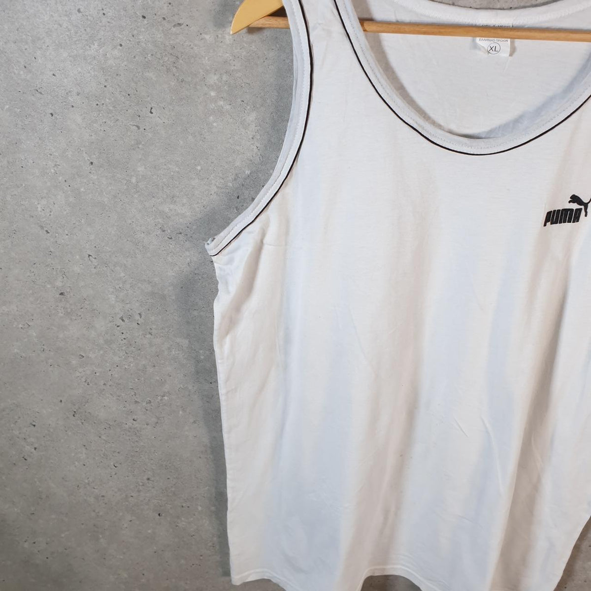 Vintage Puma Spellout Vest Men’s XL White sports Logo Athletic
