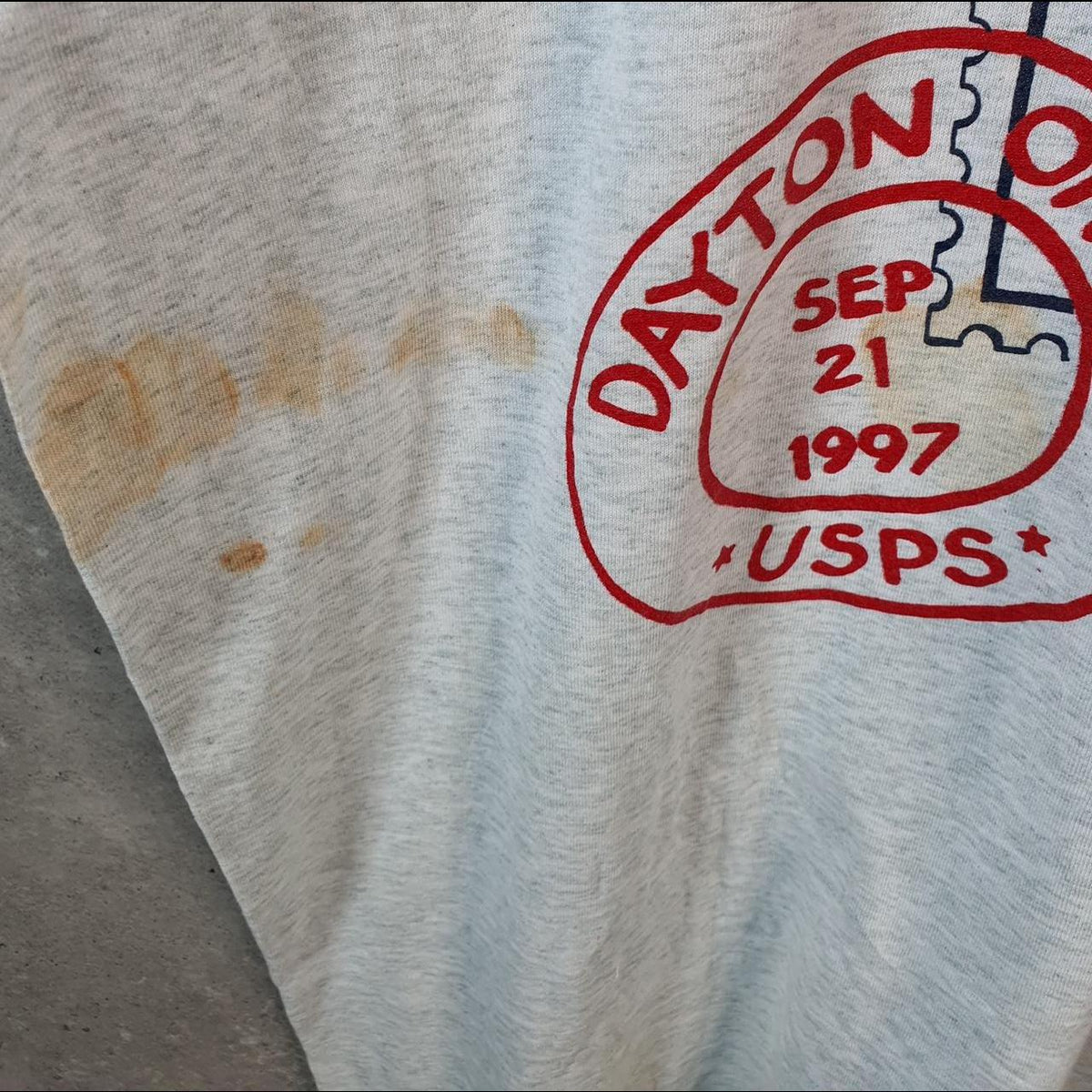 Vintage Fruit of the Loom Dayton Ohio USPS 1997 USA Single Stitch T Shirt Men’s Large Grey C9632