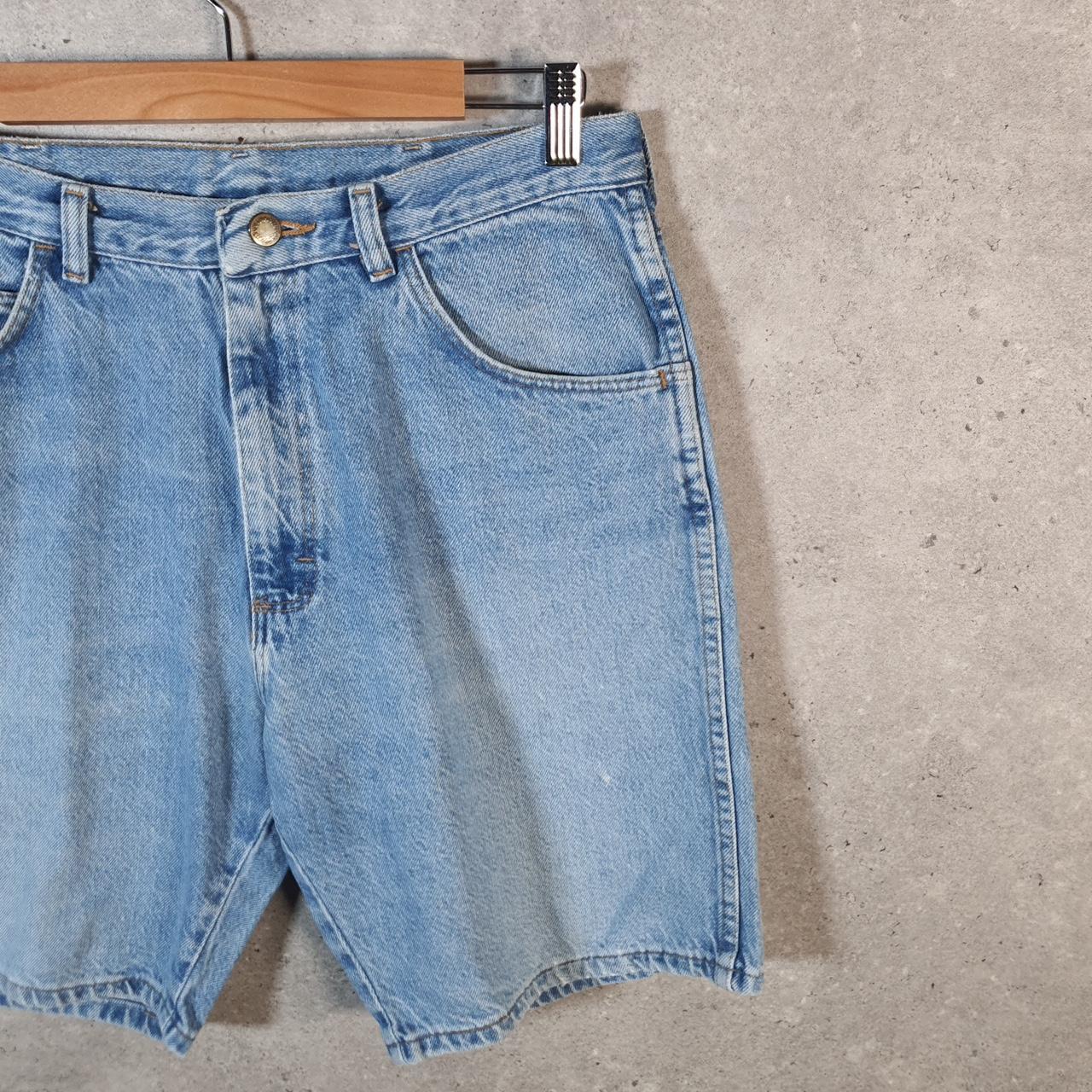Vintage Wrangler Denim Shorts Jorts Cargo Men’s W32 Relaxed Blue Baggy Cotton