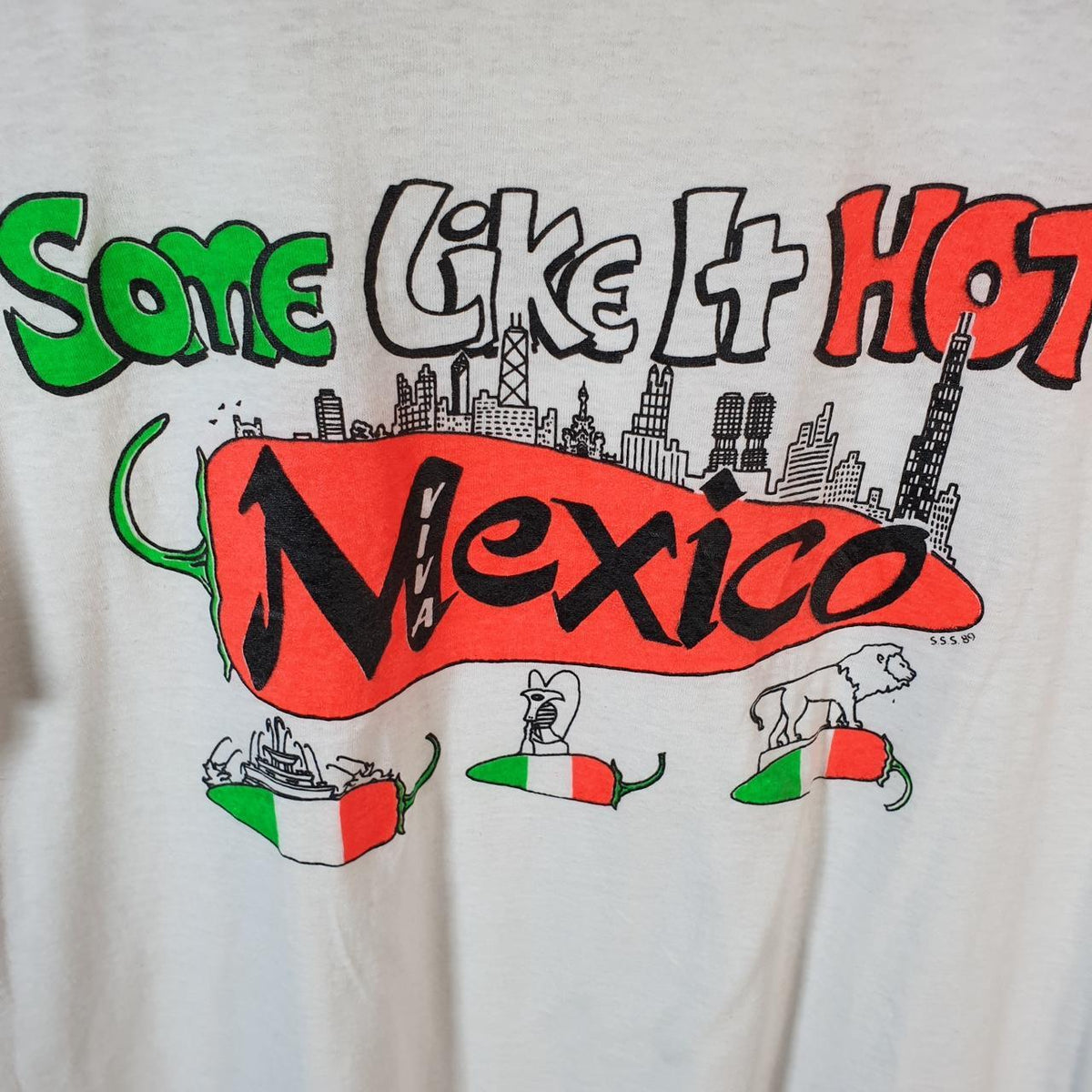 Vintage Screen Stars Mexico Graphic USA Single Stitch T Shirt Men’s Small White Big Fish Vintage