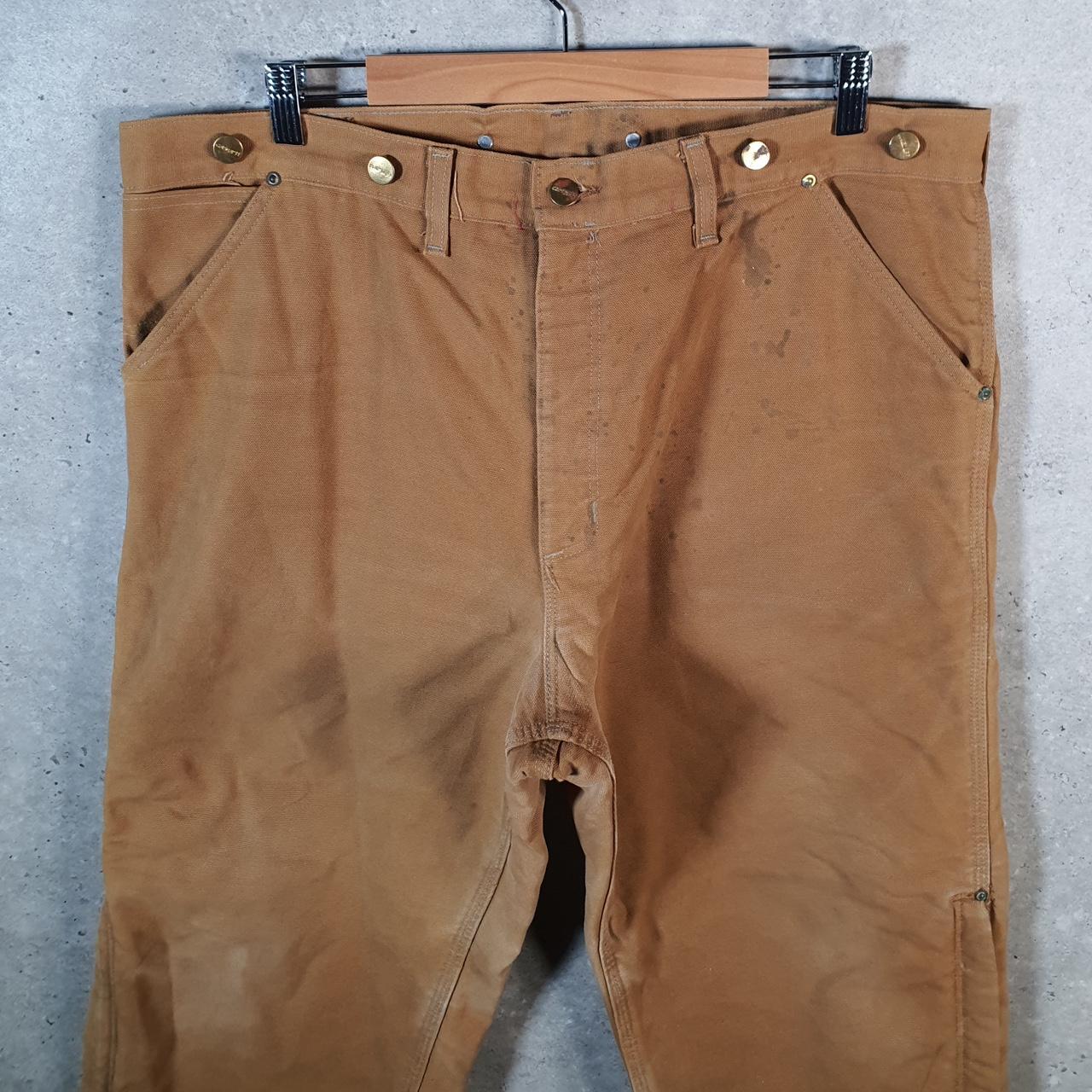 Vintage Carhartt Zipped Carpenter Trousers Mens W38 L30 Brown Dungaree Fit Workwear
