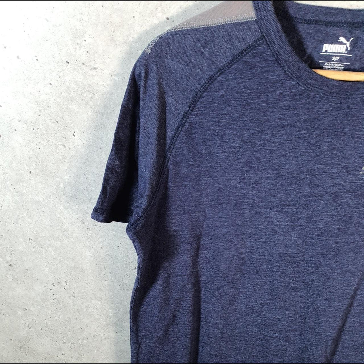 Vintage Puma Spellout T Shirt Mens Small Navy Blue Sports Logo Athletic
