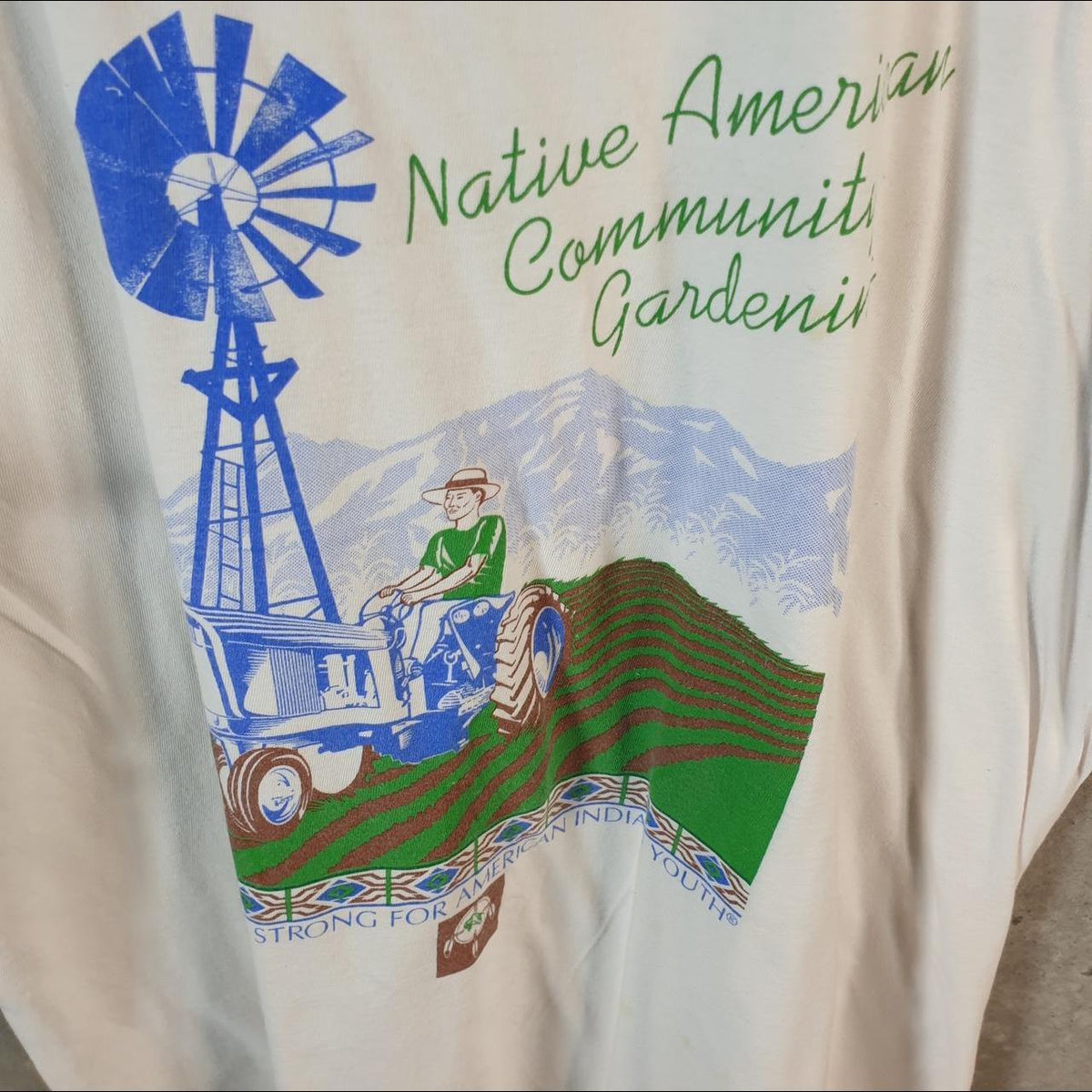 Vintage College Ware American farmer Gardening 90s USA Single Stitch T Shirt Men’s Large White