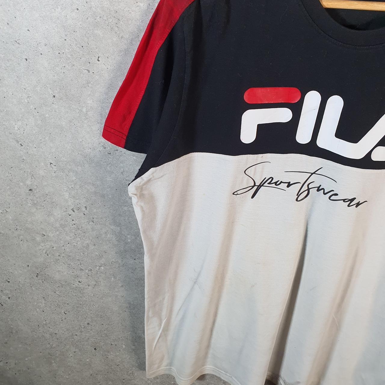 Vintage Fila Spellout T Shirt Men’s Medium Black Logo Athletic Casual