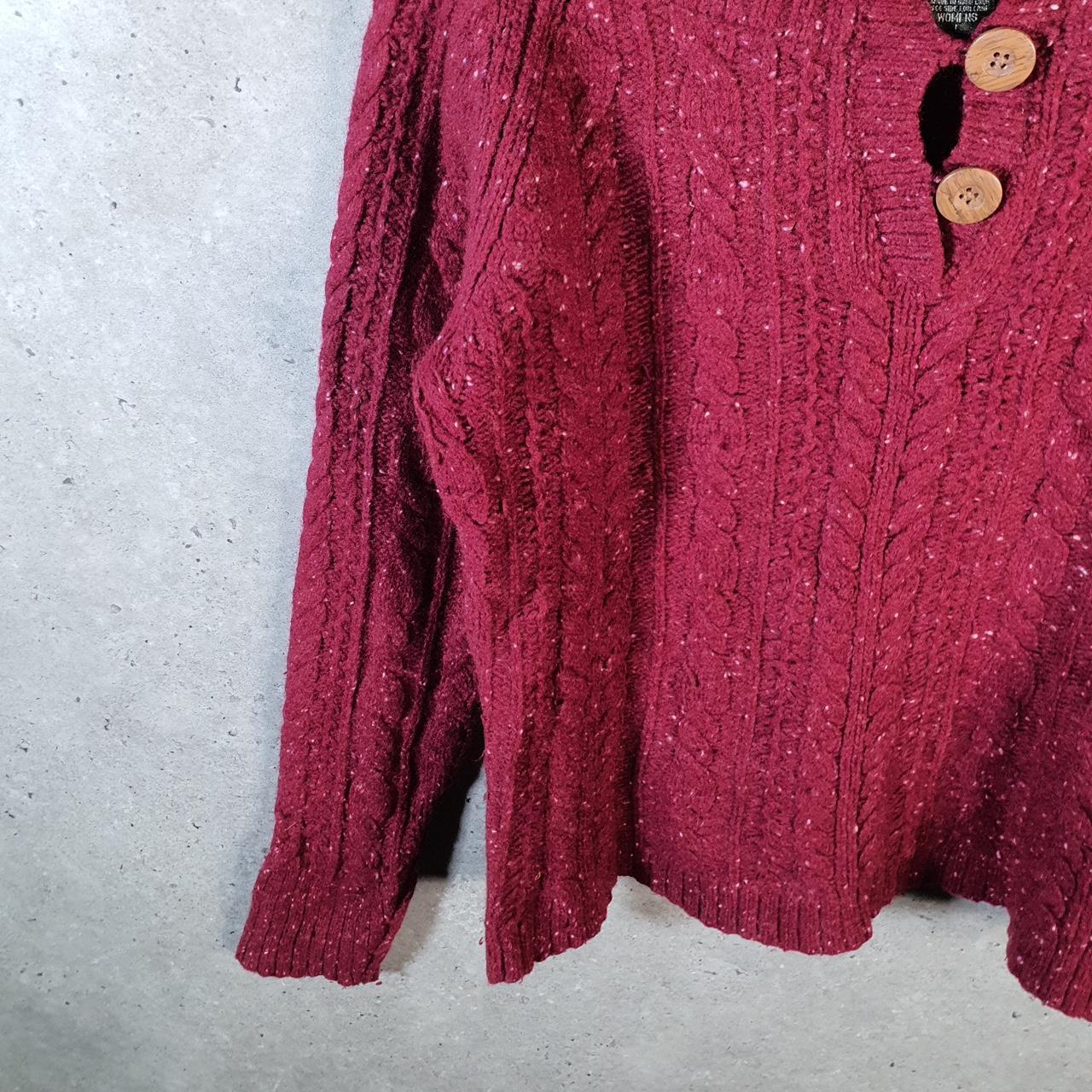 Vintage Eddie Bauer Knit Sweater Womens Large Red Y2K Pullover 1/4 Button