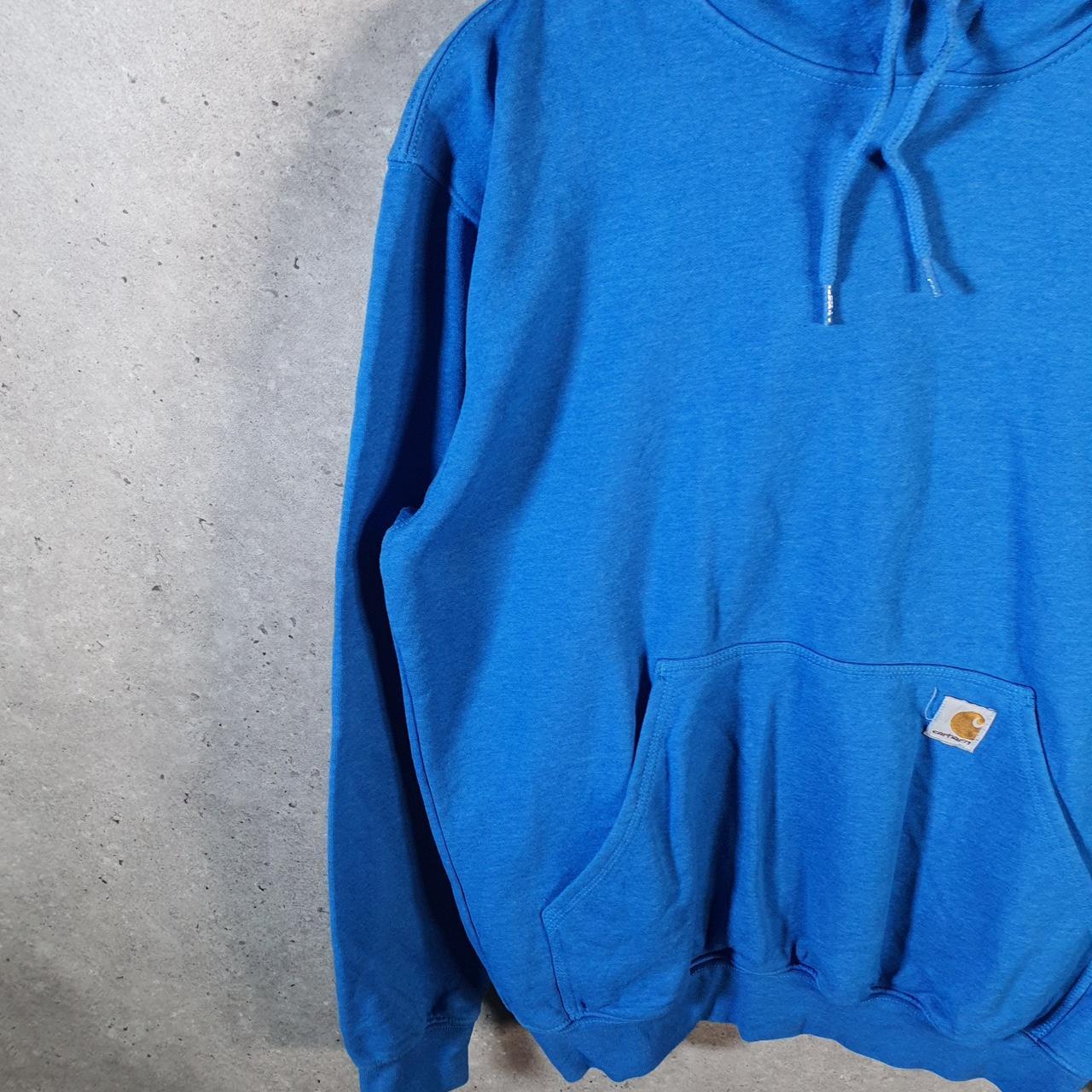Vintage Carhartt Hoodie Men’s Small Blue Pullover Blank USA Loose Fit