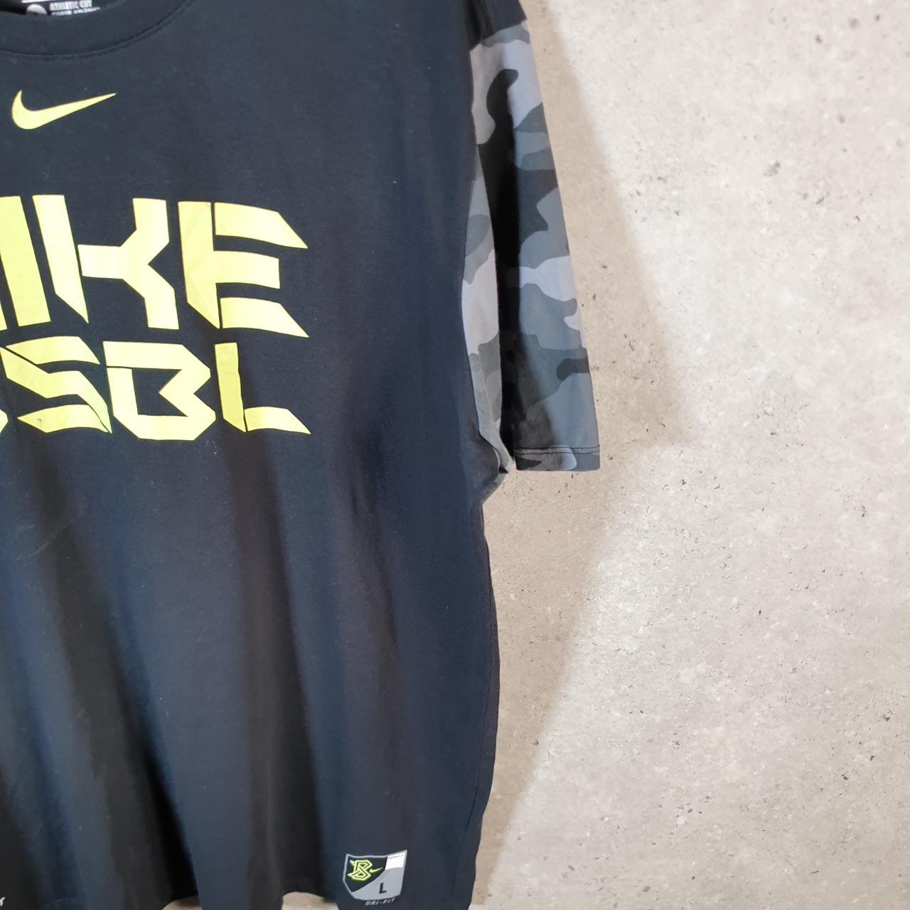 Vintage Nike Dri Fit Baseball T Shirt Men’s Large Black Logo Printed Swoosh Athletic