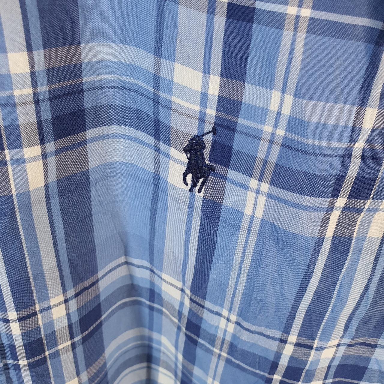 Vintage Ralph Lauren Button Down Shirt Men’s XL Blue Checkered Classic Fit Cotton Pony