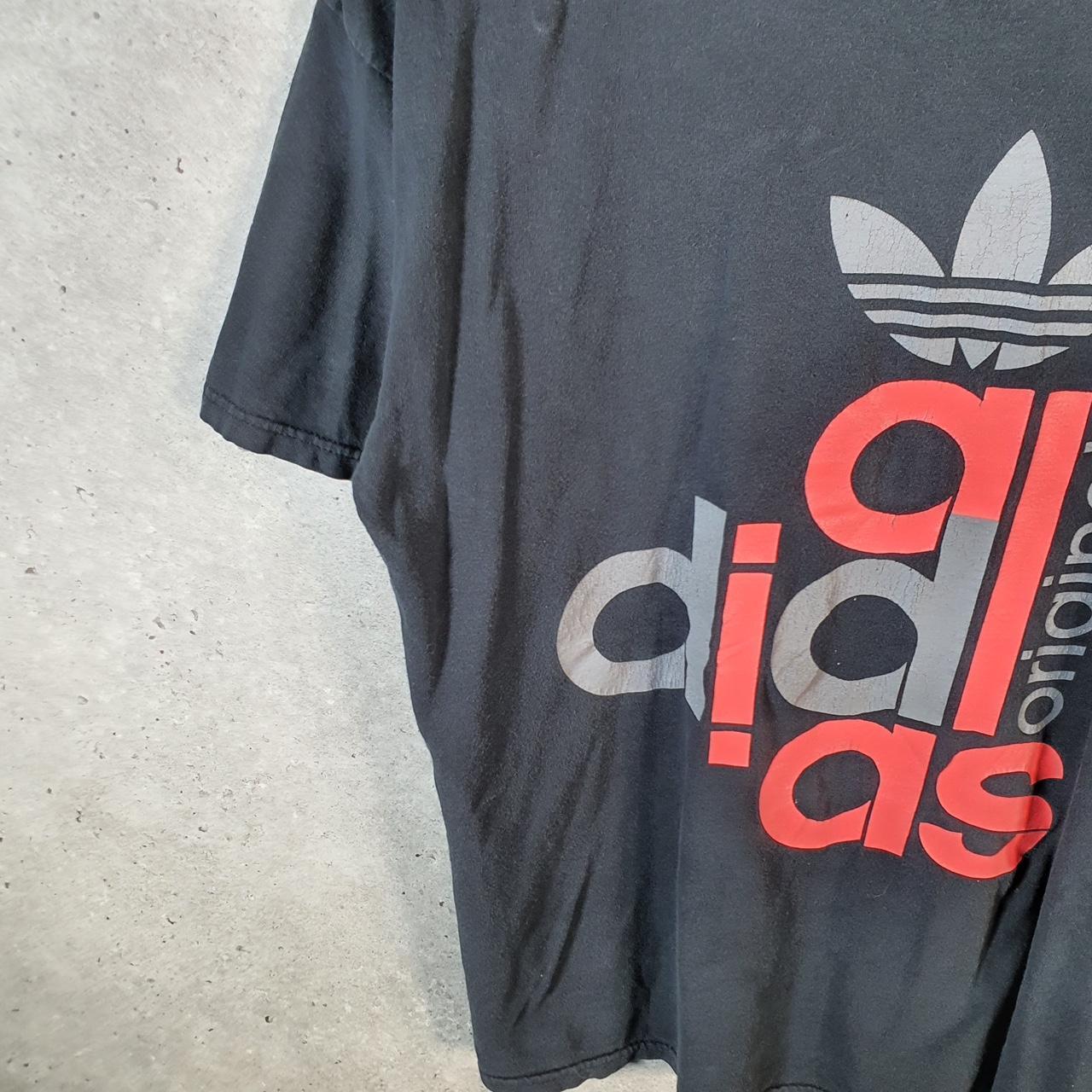 Vintage Adidas Spellout Trefoil Retro T Shirt Mens Medium Black Logo Athletic