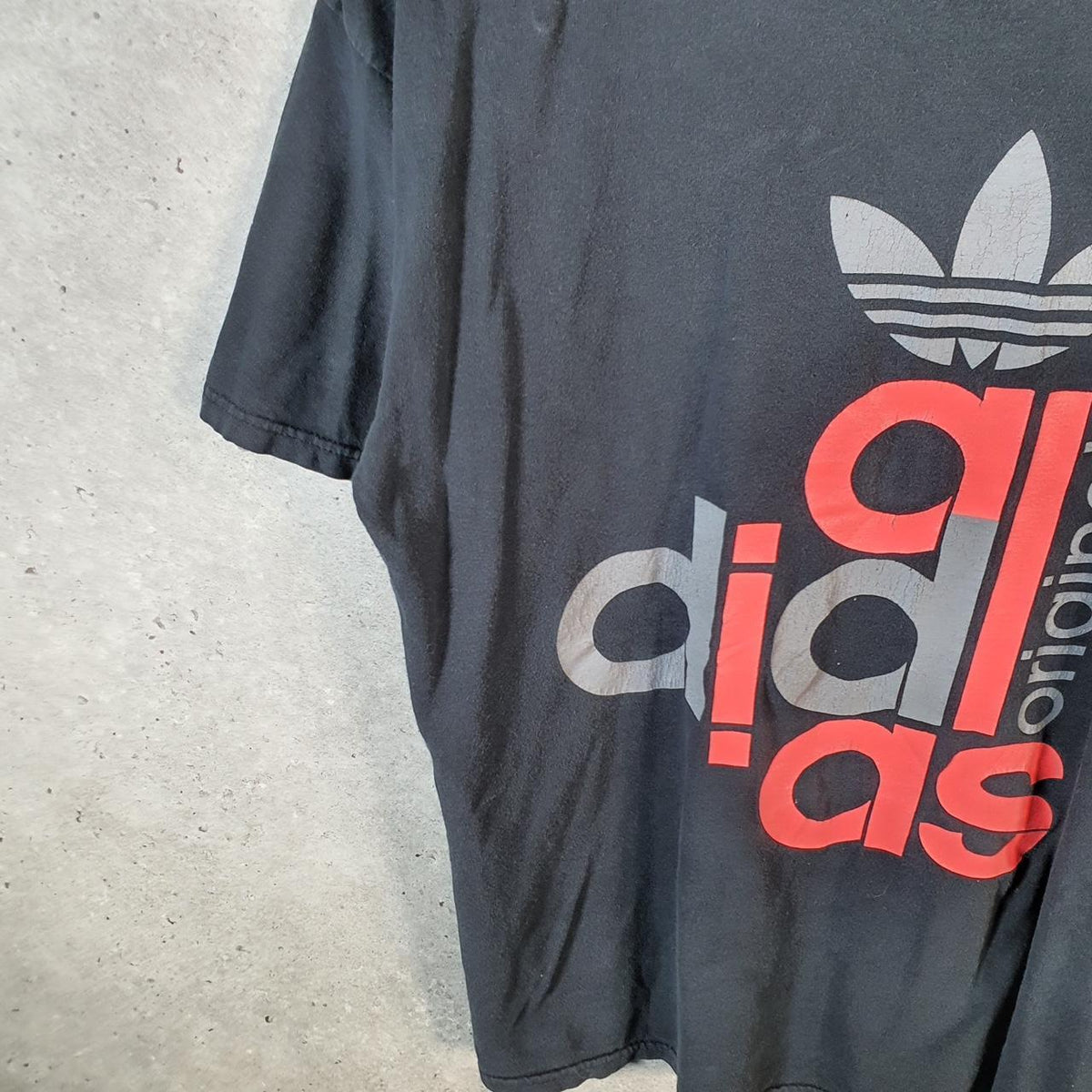 Vintage Adidas Spellout Trefoil Retro T Shirt Mens Medium Black Logo Athletic