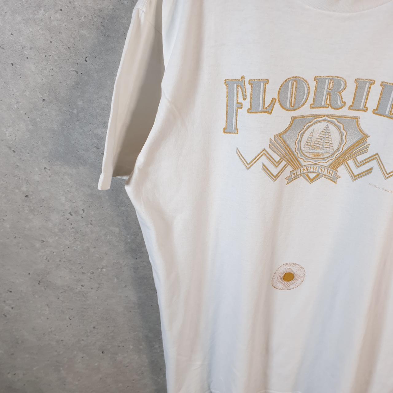 Vintage Florida Sun Shine State Boat Sail 90s T Shirt Men’s Large White Graphic