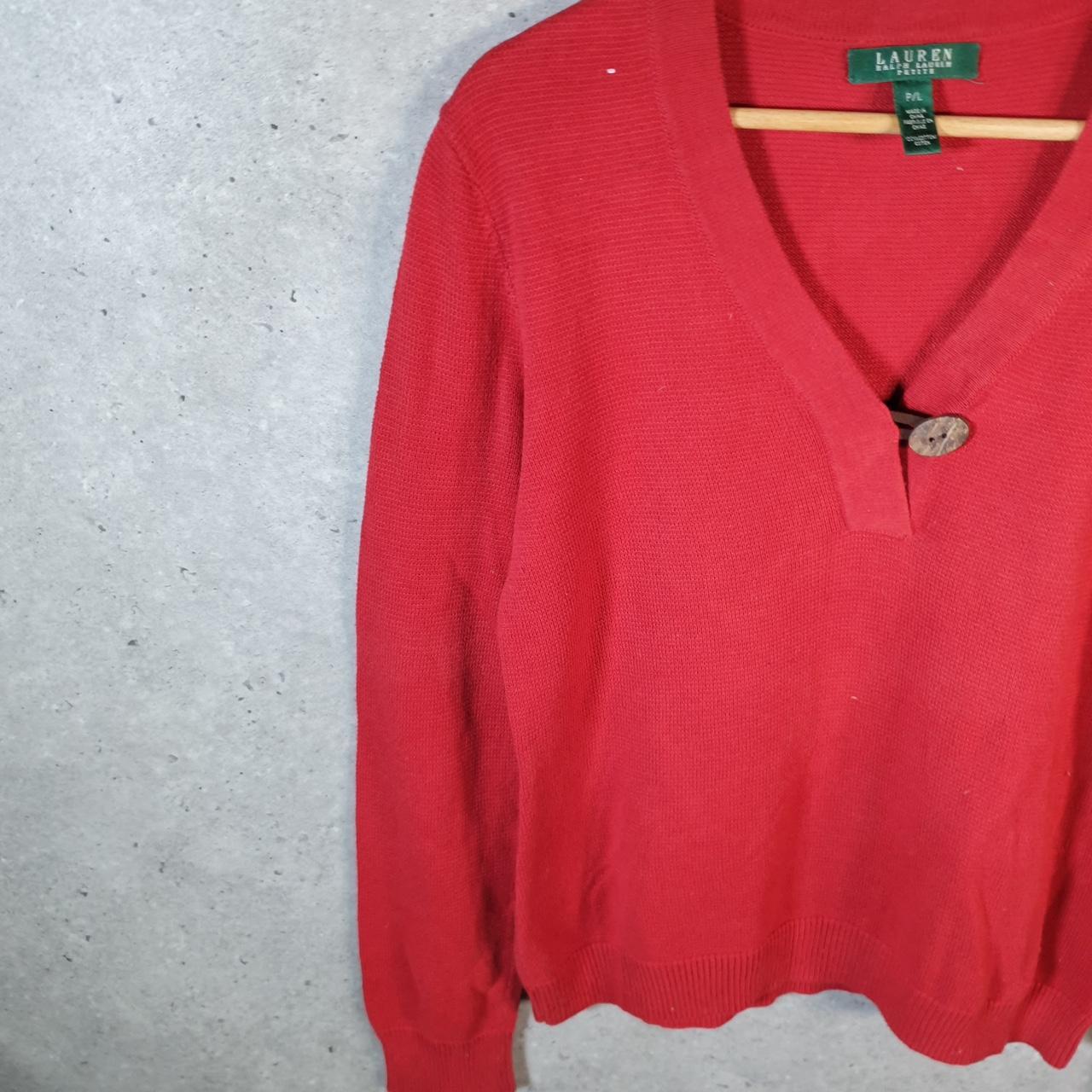 Vintage Ralph Lauren Polo Knit Sweater Womens Large Red Cotton Pullover