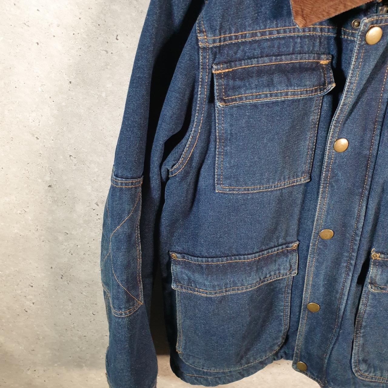 Vintage Wrangler Denim Jean Trucker Sherpa Jacket Mens Small Blue Button Sherling