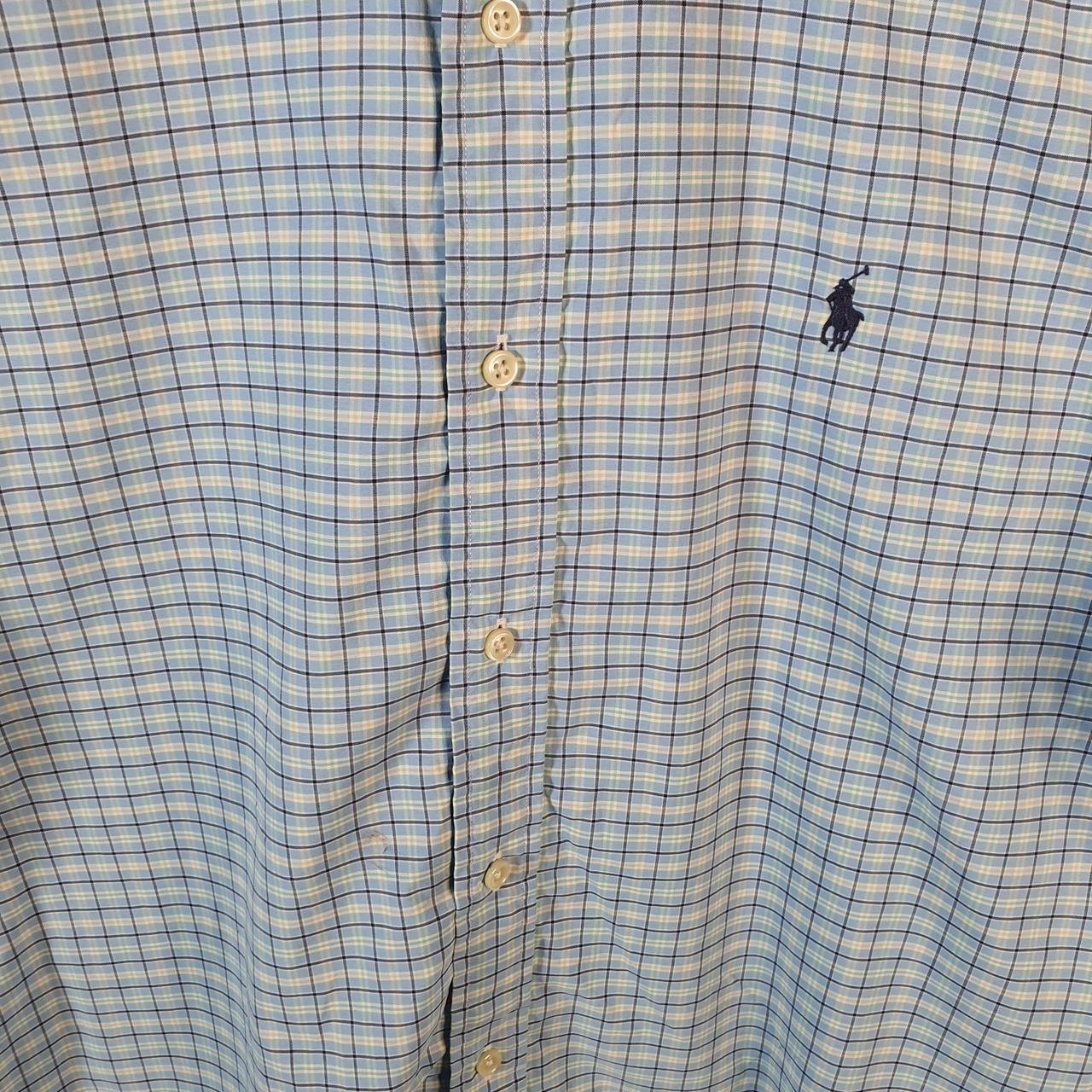 Vintage Ralph Lauren Button Down Shirt Men’s Large Blue Checkered Classic Fit Cotton Pony Big Fish Vintage