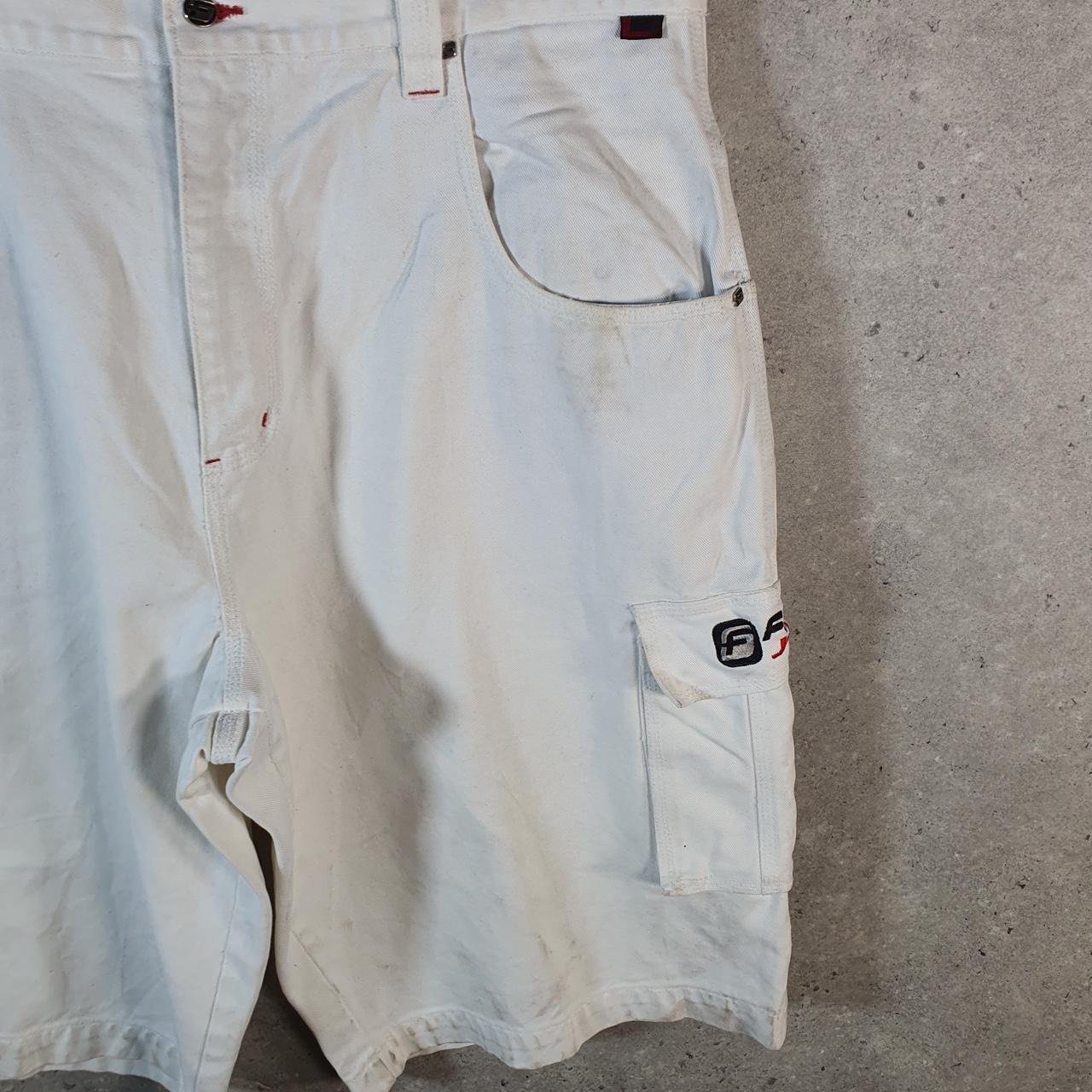 Vintage Fubu Baggy Y2K Hip Hop Jorts Shorts Mens W42 White Denim USA A4675