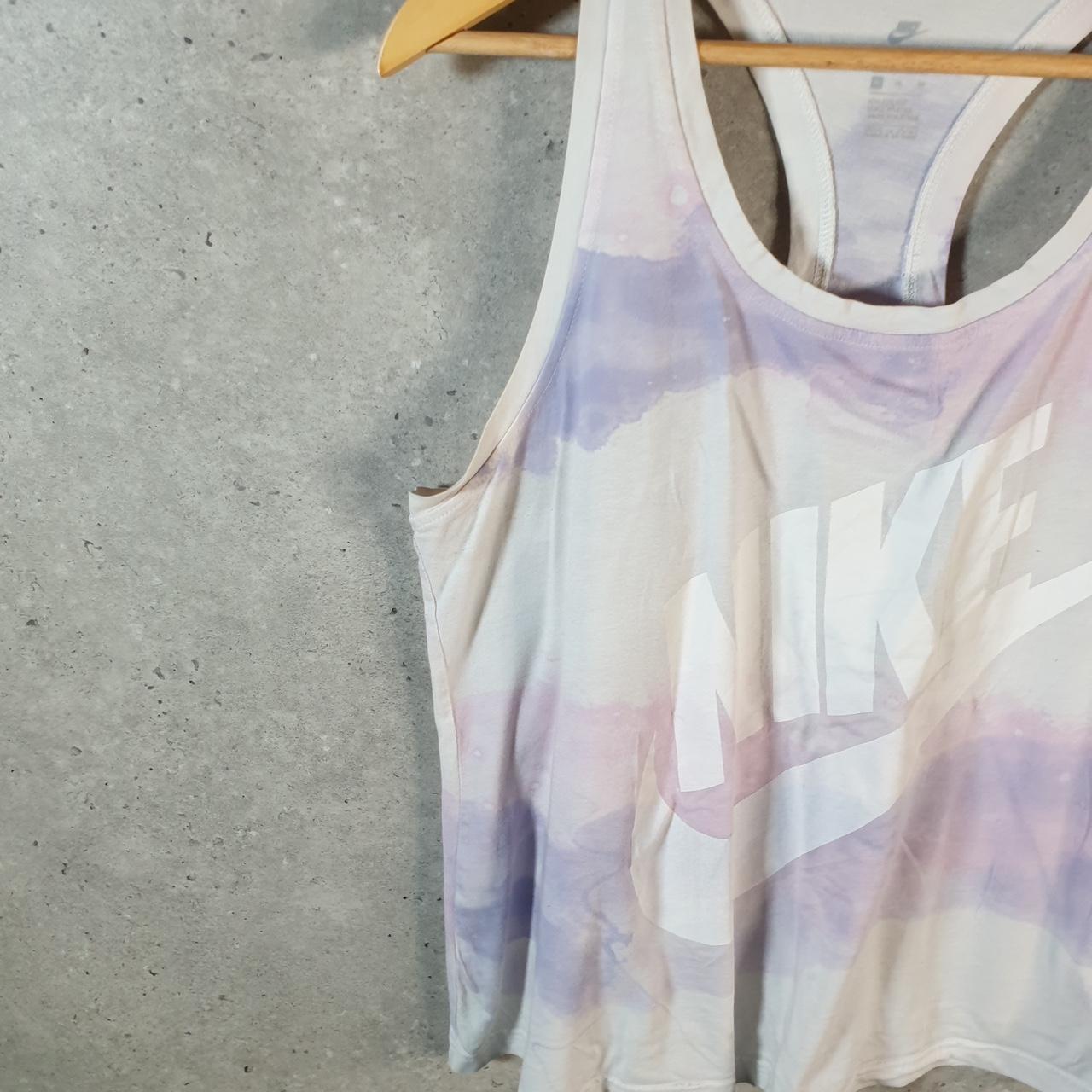 Vintage Nike Tie Dye Sports Vest Womens XL White Purple Logo Swoosh Athletic