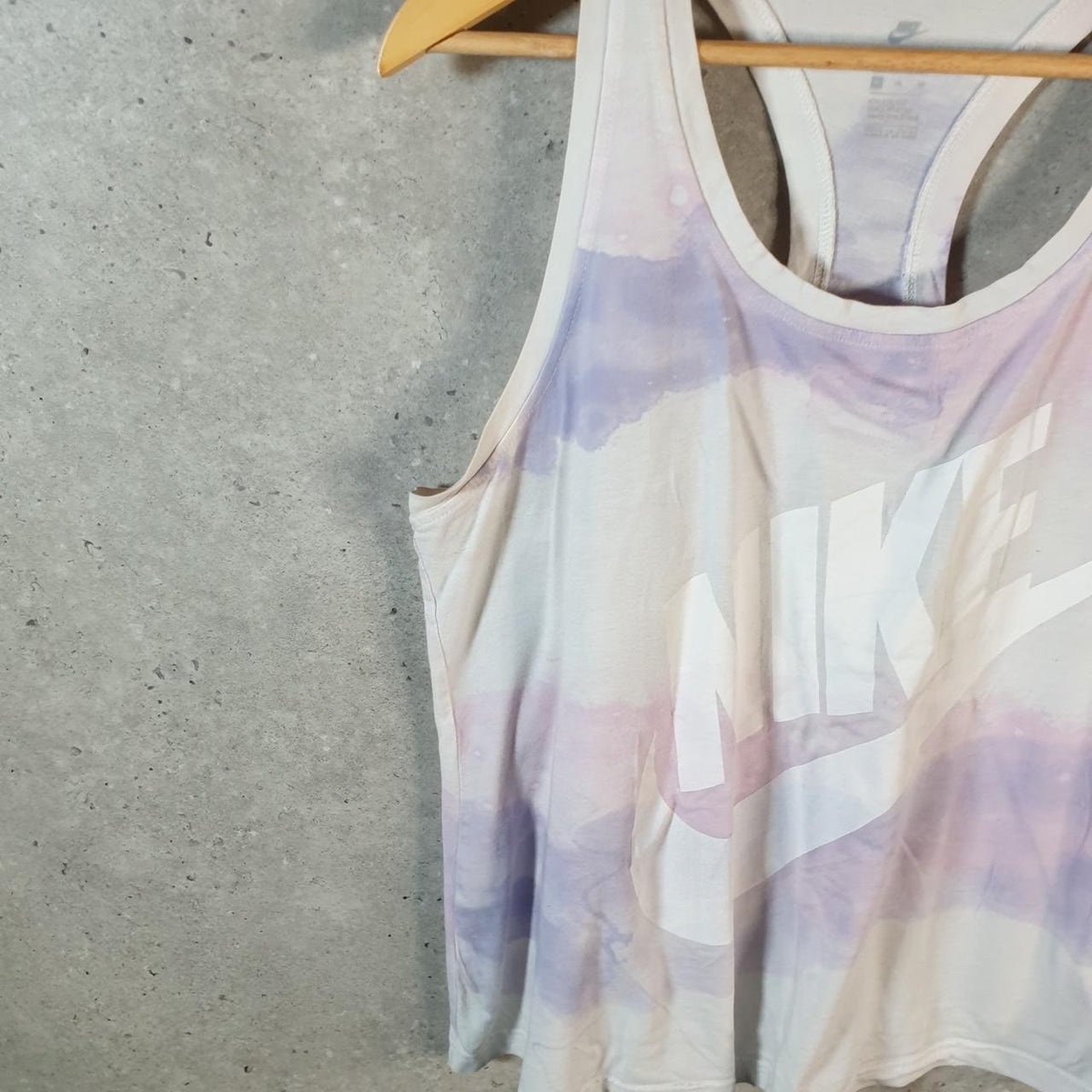 Vintage Nike Tie Dye Sports Vest Womens XL White Purple Logo Swoosh Athletic