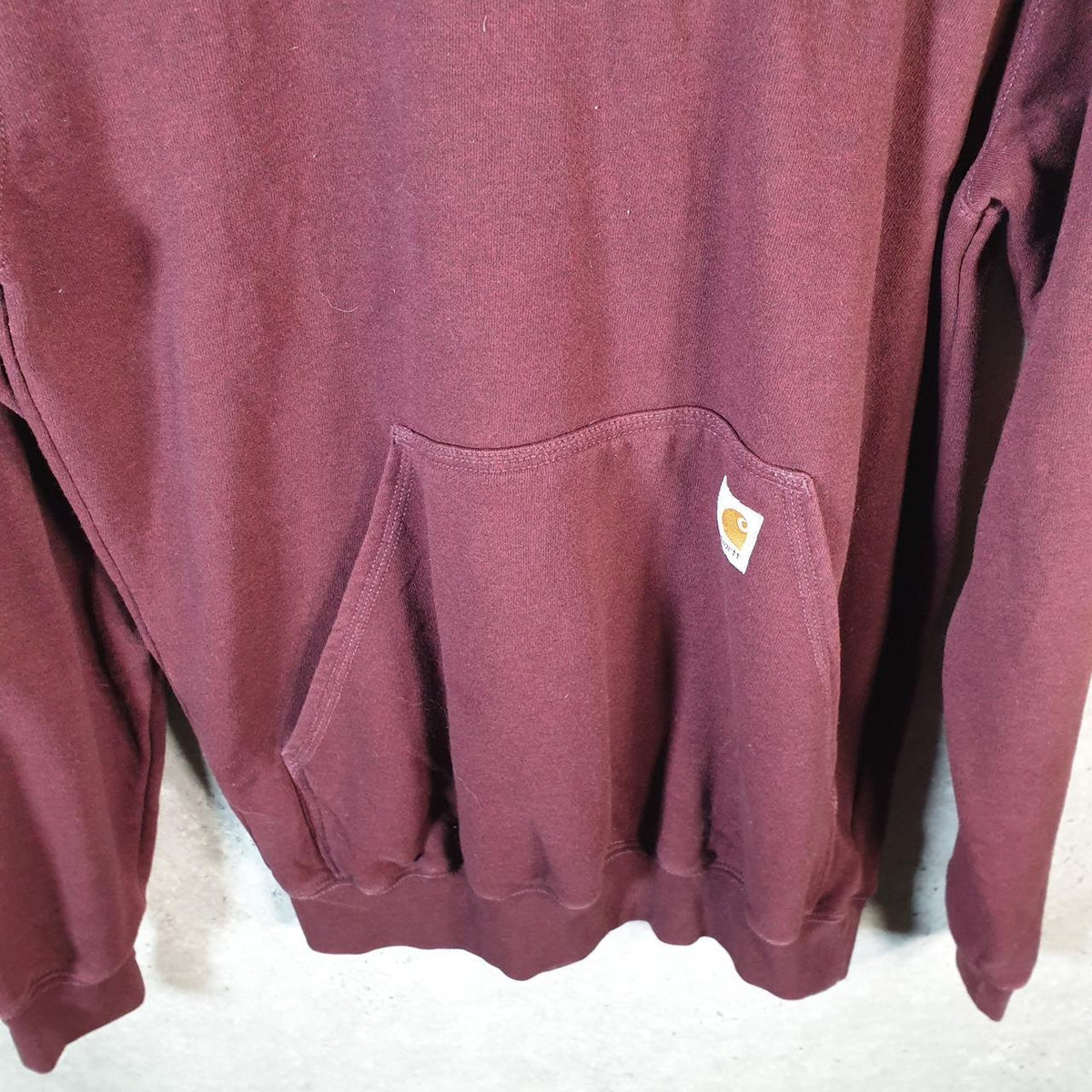Vintage Carhartt Rain Defender Hoodie Men’s Small Burgundy Red Pullover Blank USA Original Fit Big Fish Vintage