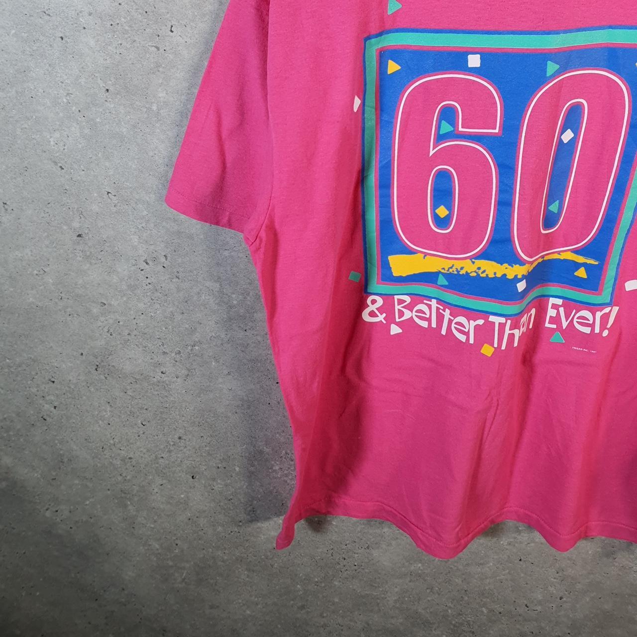 Vintage Hanes 1991 60 Years Old Birthday USA Single Stitch T Shirt Men’s XL Pink