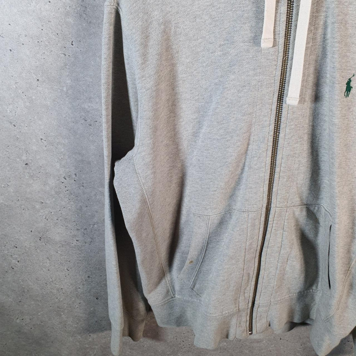 Vintage Ralph Lauren Polo Heavyweight Hoodie Men’s Large Grey Cotton Full Zip Pony