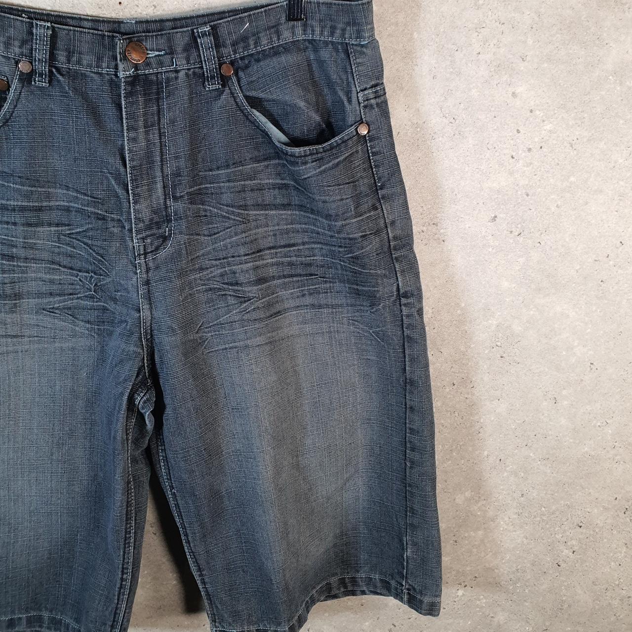 Vintage Brooklyn Express Baggy Y2K Hip Hop Jorts Shorts Mens W36 Grey Denim USA A4668