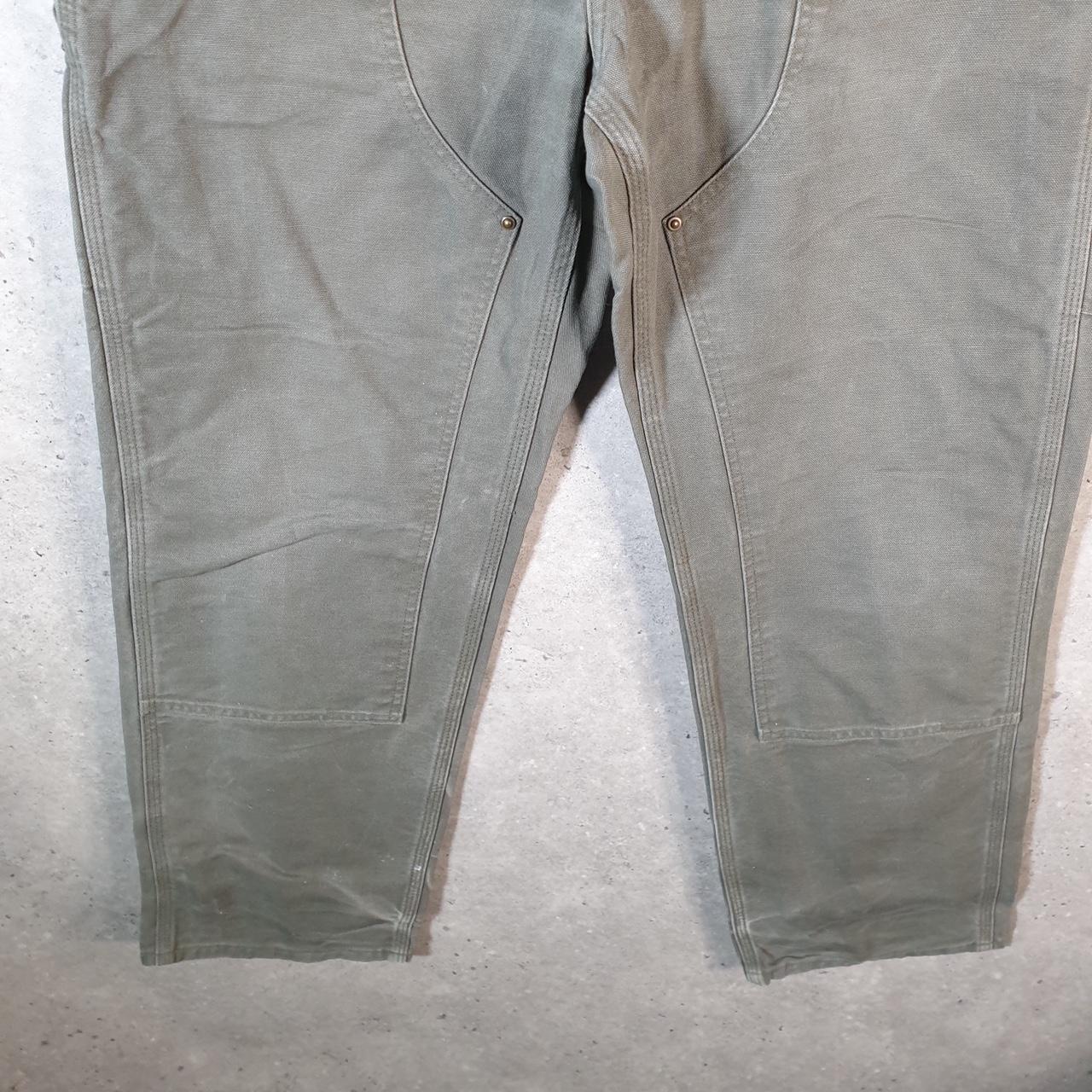 Vintage Carhartt Double Knee Carpenter Trousers Mens W34 L31 Khaki Green Dungaree Fit