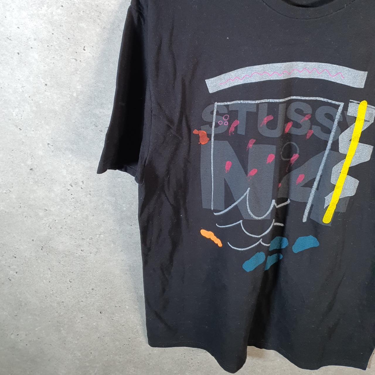 Vintage Stussy N4 Spellout Printed T Shirt Men’s Large Black Graphic Short Sleeve