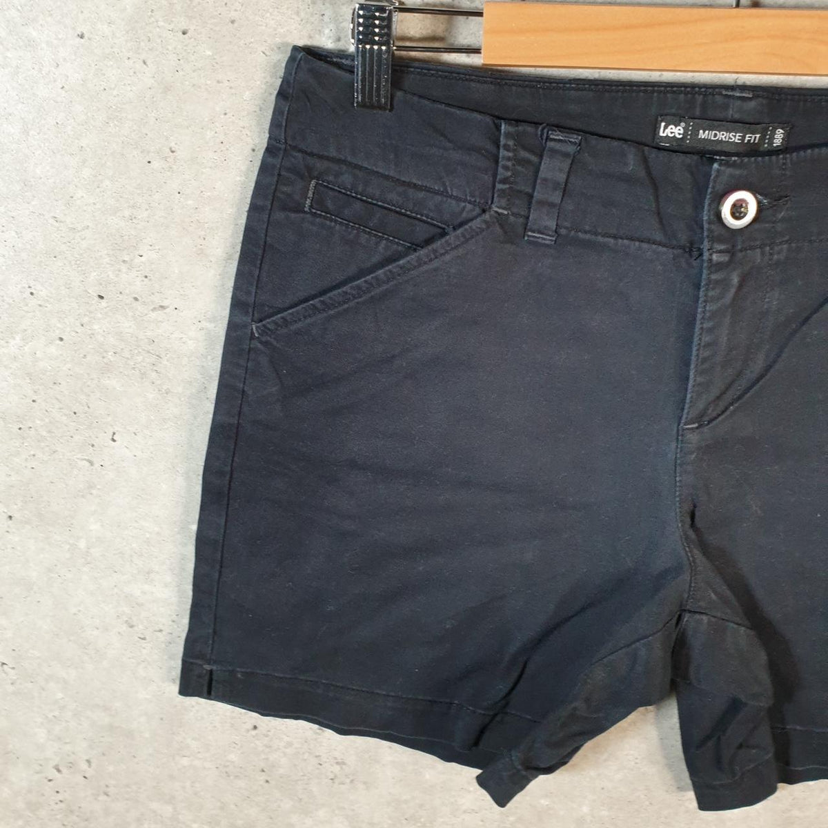 Vintage Lee Baggy Shorts Jorts Cargo Womens W32 Black Relaxed Cotton