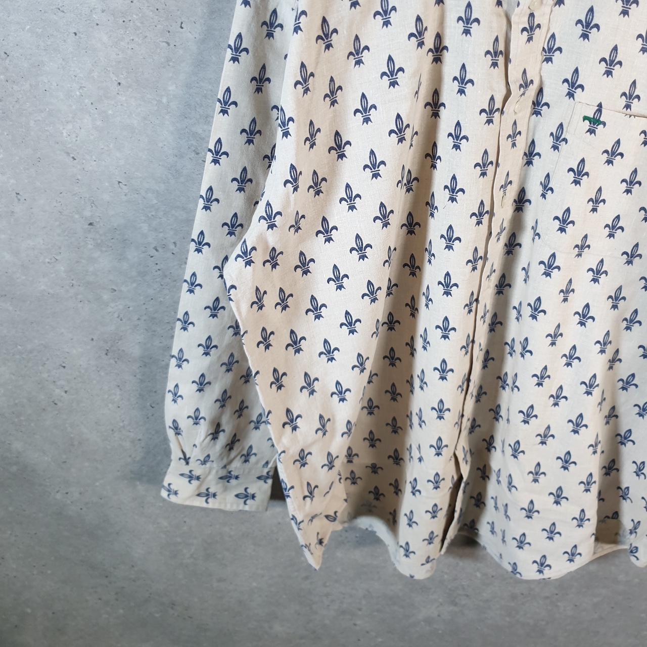 Vintage Tommy Hilfiger All over Print AOP Shirt Men’s Large Brown Cotton Custom Fit