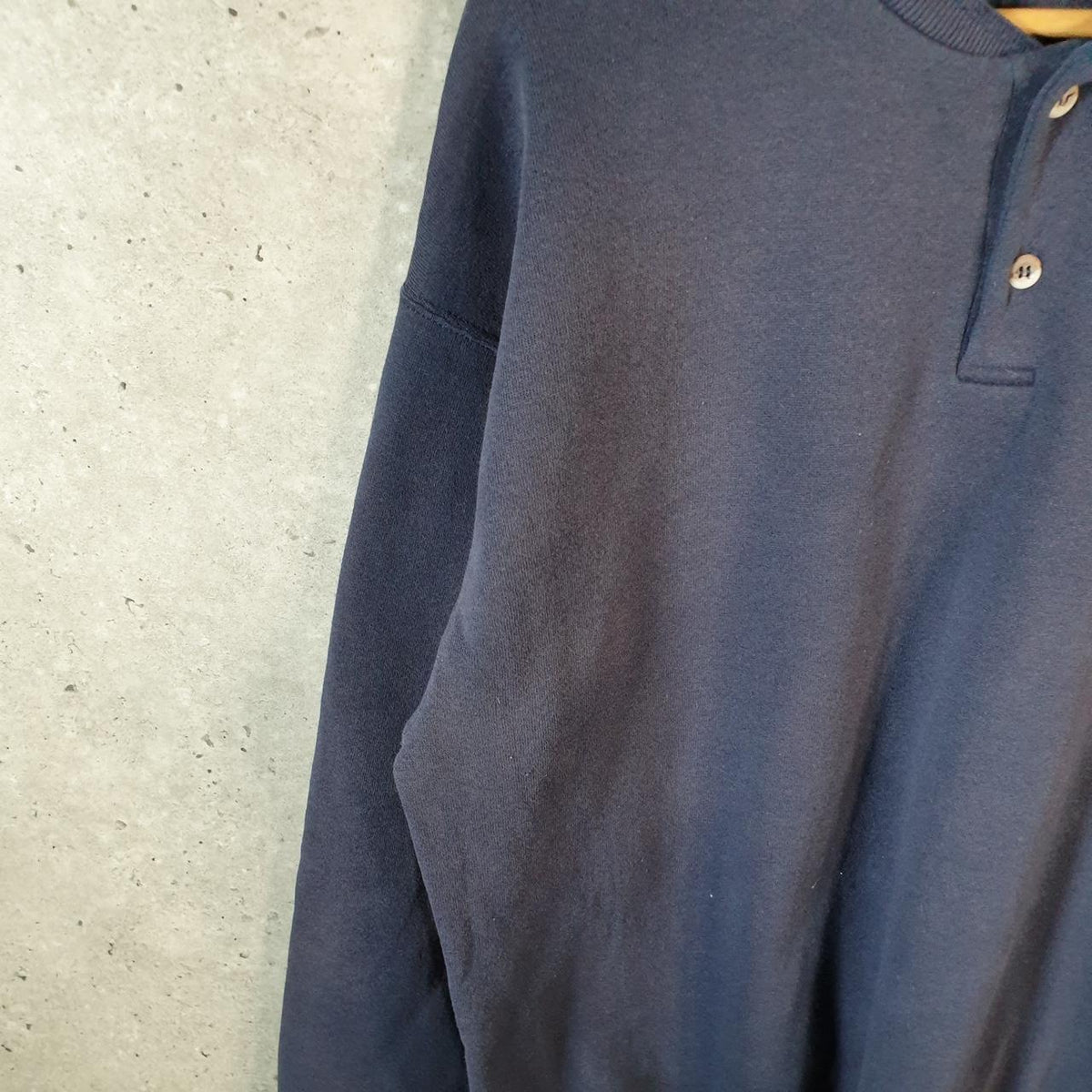 Vintage Lee Heavyweight Sweatshirt Men’s Large Navy Blue USA Hitching Post Tack Shop 1/4 Button