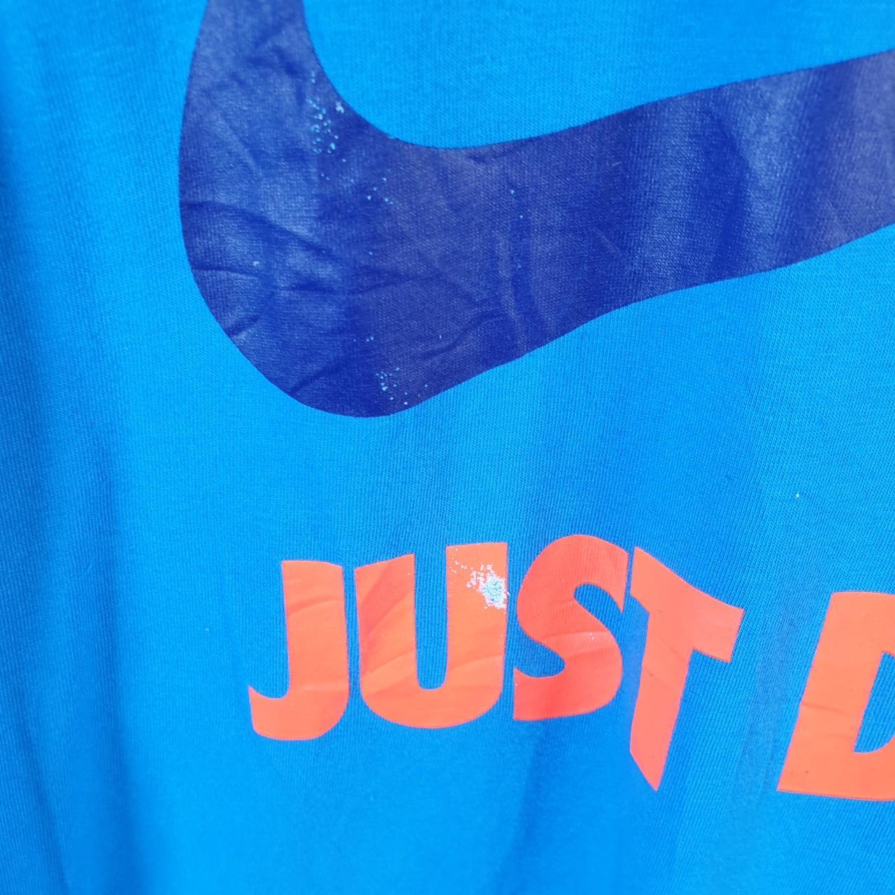 Vintage Nike T Shirt Men’s XL Blue Printed Single Swoosh Logo Athletic C8269