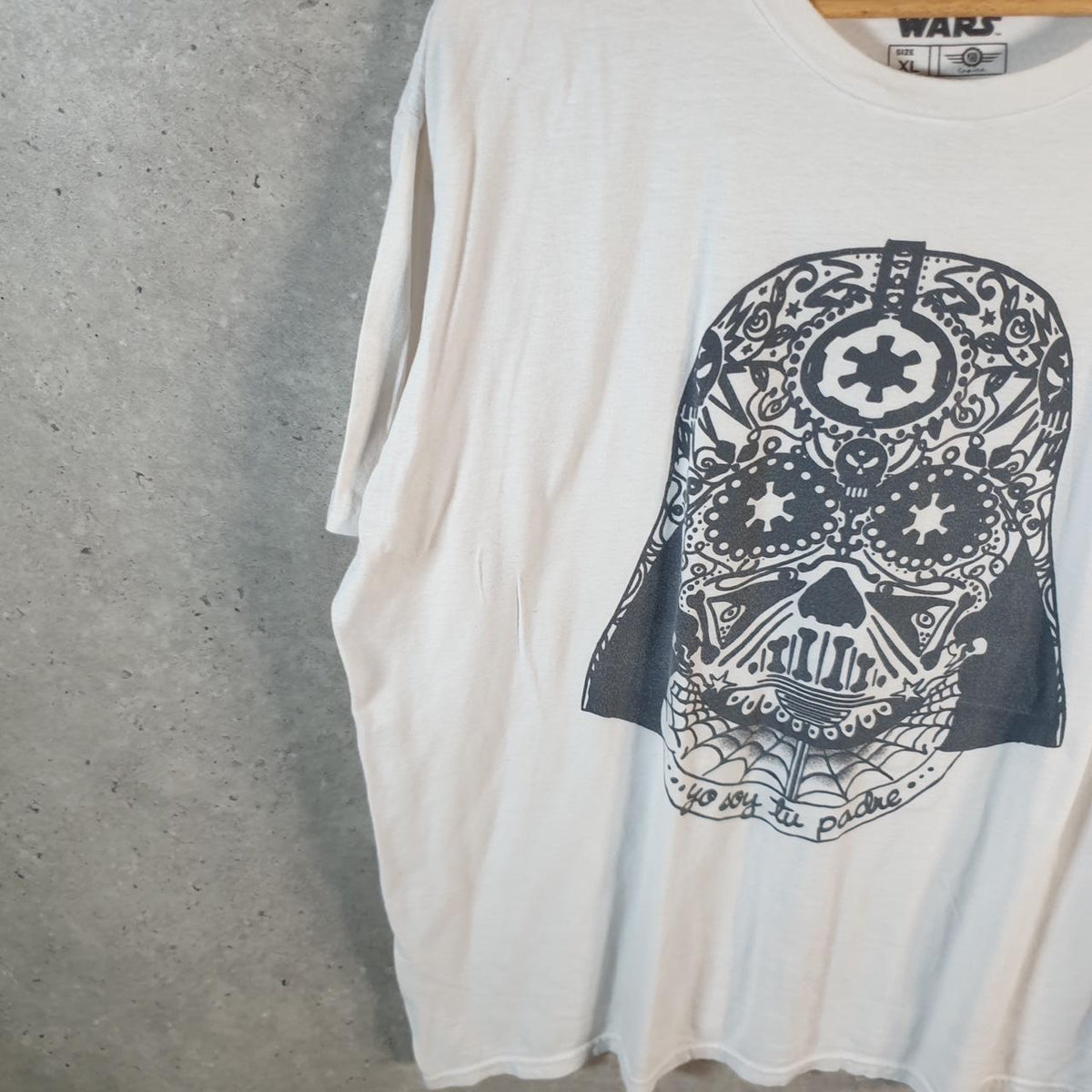 Vintage Star Wars Darth Vader Skull T Shirt Men’s XL White Logo Graphic Spellout