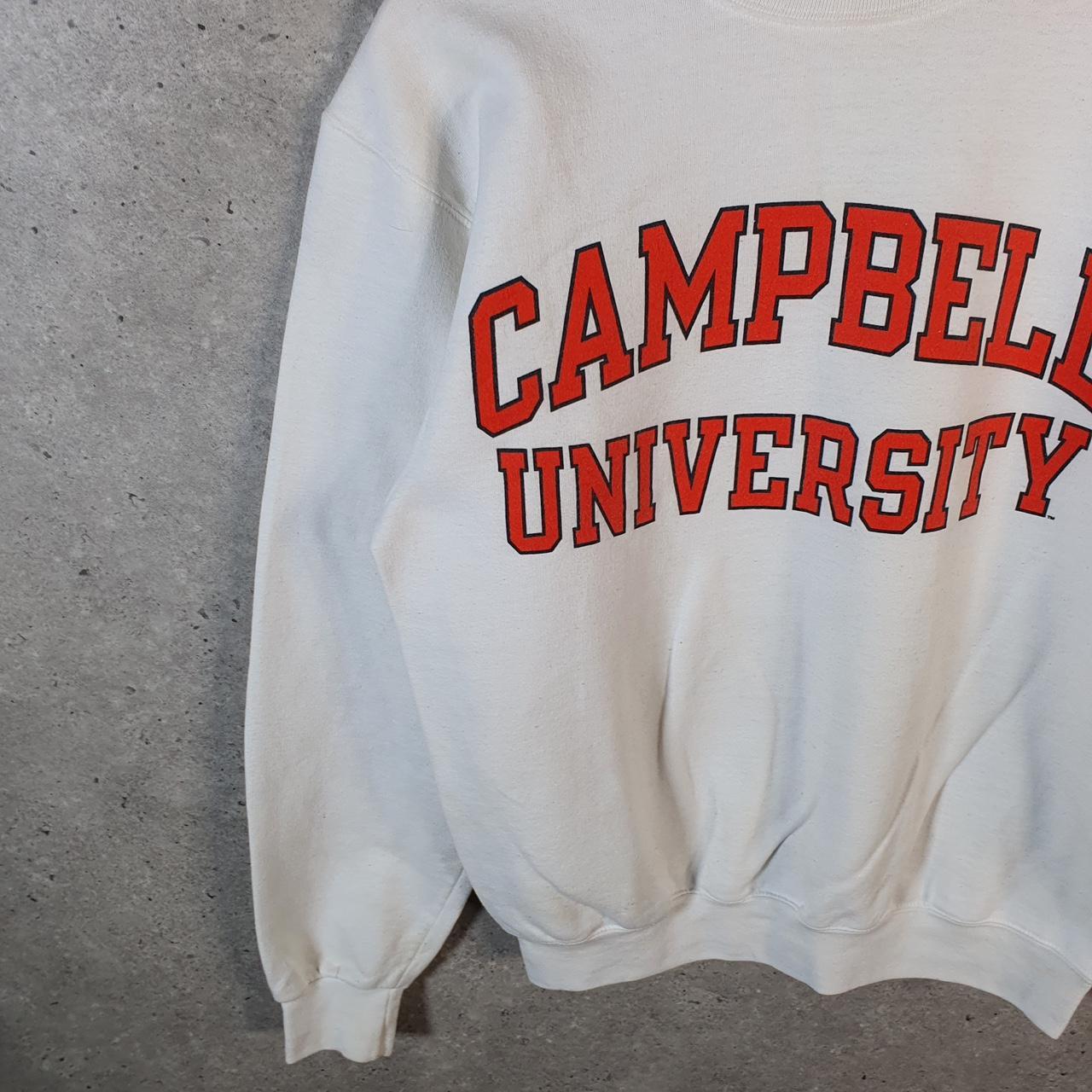 Vintage Champion Campbell Uni Sweatshirt Men’s S White USA Pullover Spellout Logo