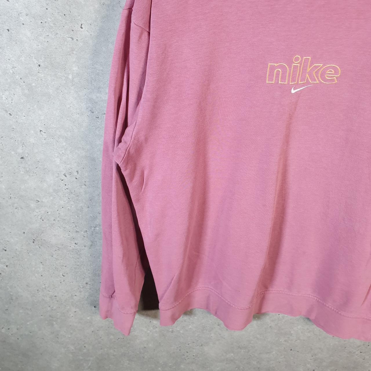 Vintage Nike Embroidered Spellout Sweatshirt Womens M Pink Swoosh Y2K