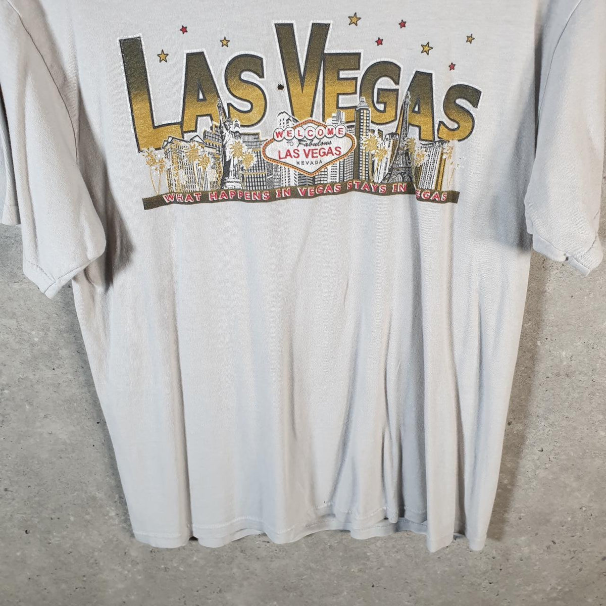 Vintage Stussy Spellout Las Vegas Nevada Printed T Shirt Men’s Medium Graphic Short Sleeve Big Fish Vintage