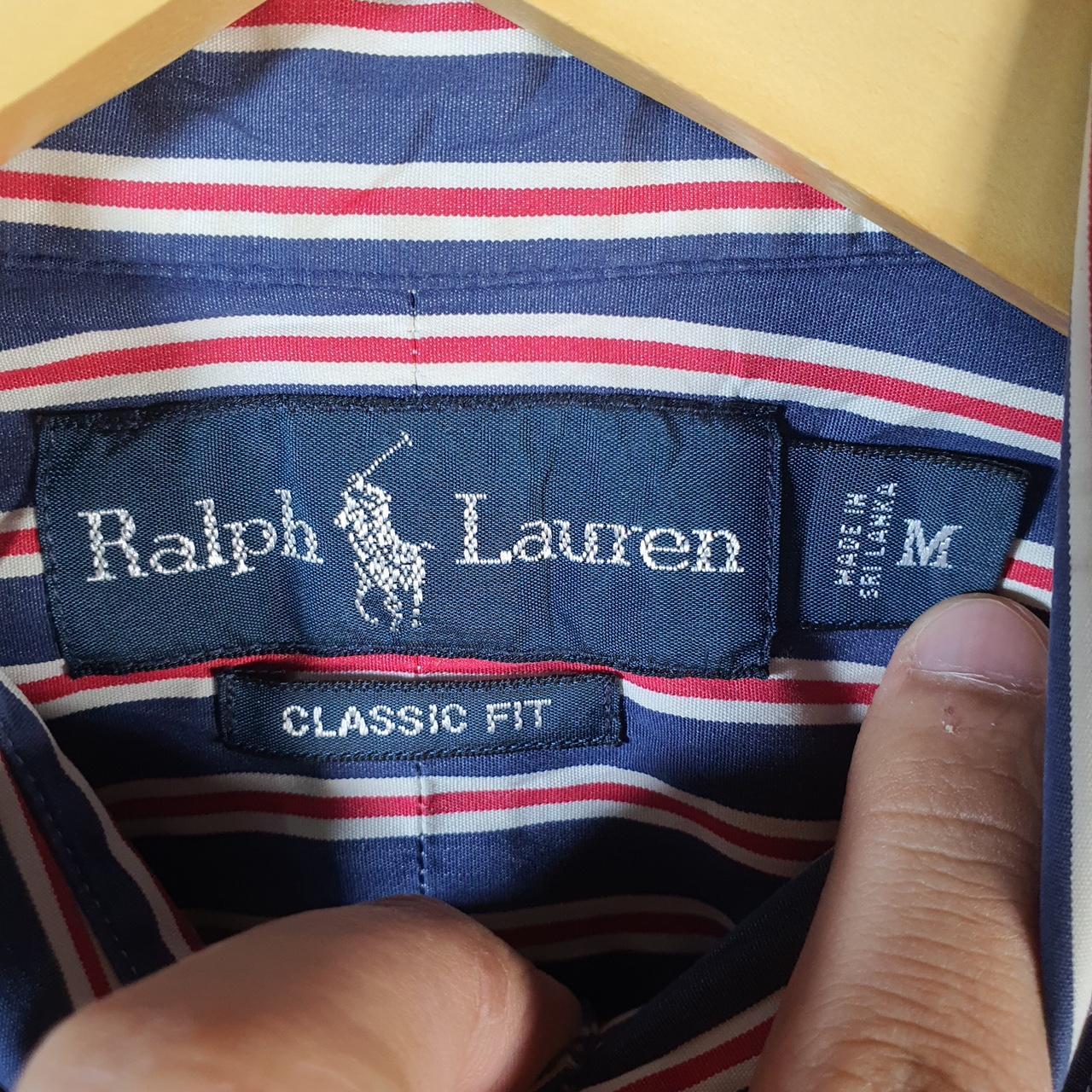 Vintage Ralph Lauren Button Down Shirt Men’s Medium Blue Striped Classic Fit Pony