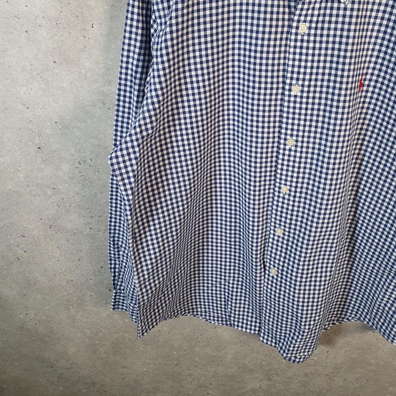 Vintage Ralph Lauren Button Down Shirt Men’s XL Blue Checkered Pony Cotton